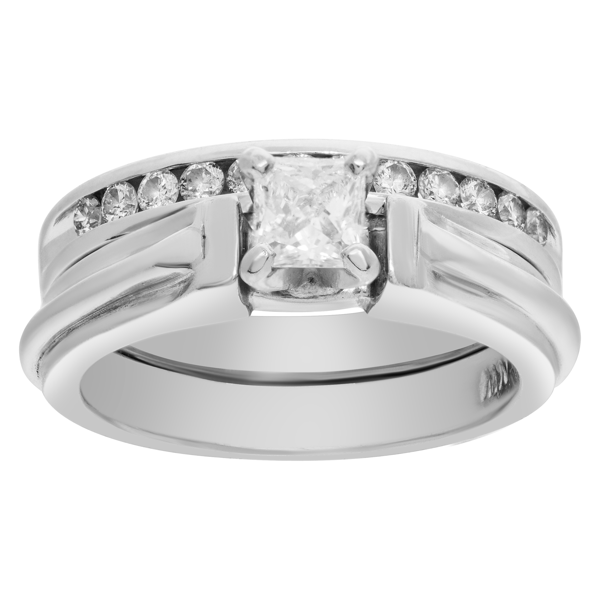 Diamond Ring in Platinum with Semi Eternity Band image 1