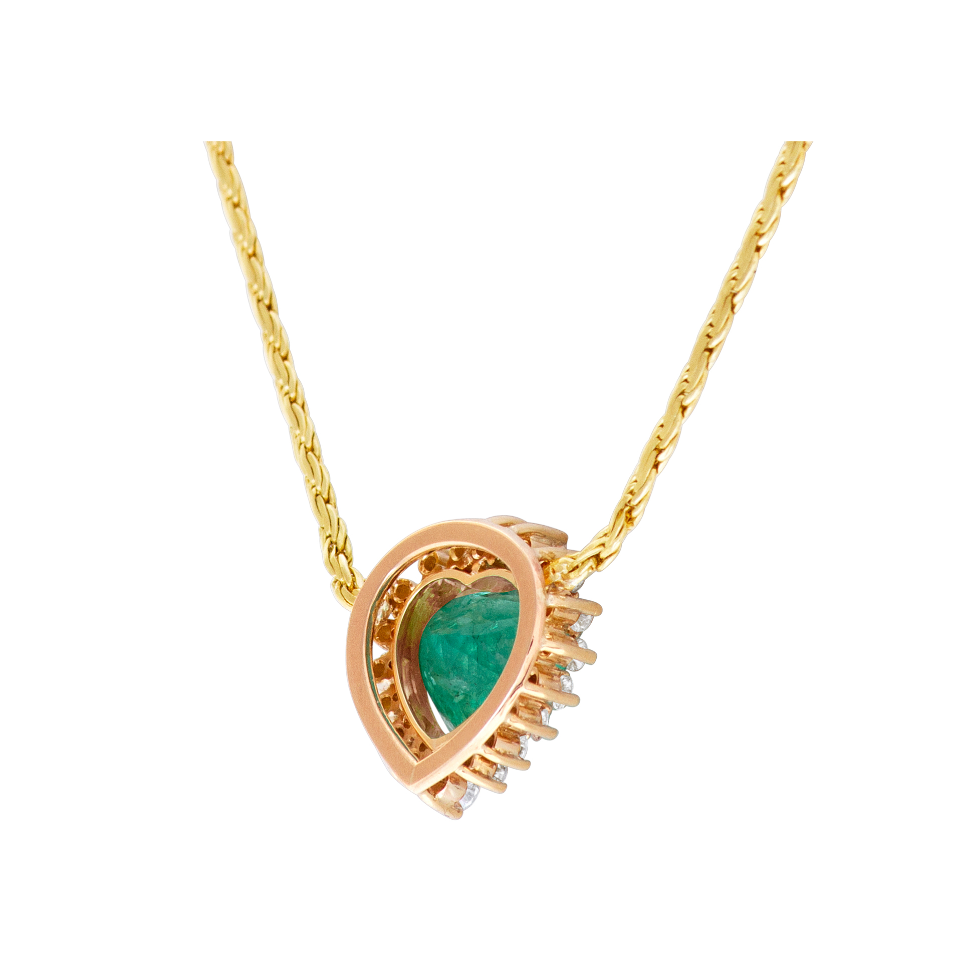 Heart shape 3.01 carat Colombian emerald and diamond necklace image 5