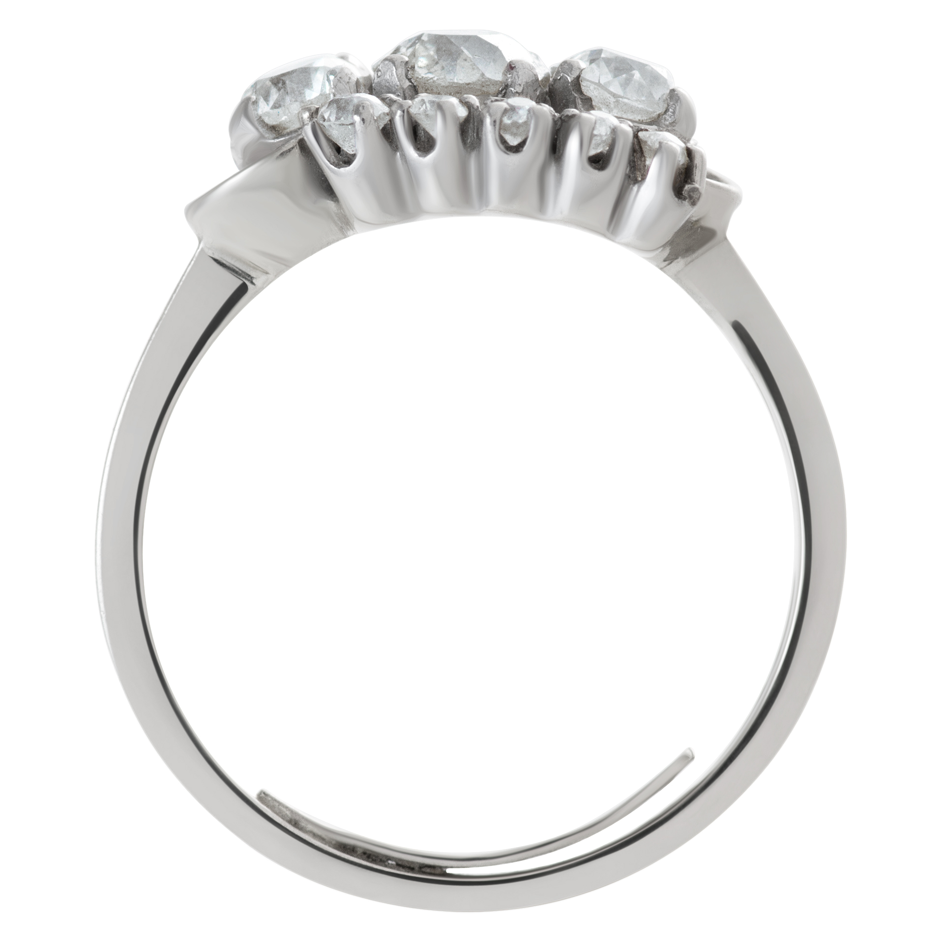 "Past, Present, Future" 3 European cut diamond ring set in 14K white gold (Stones) image 4