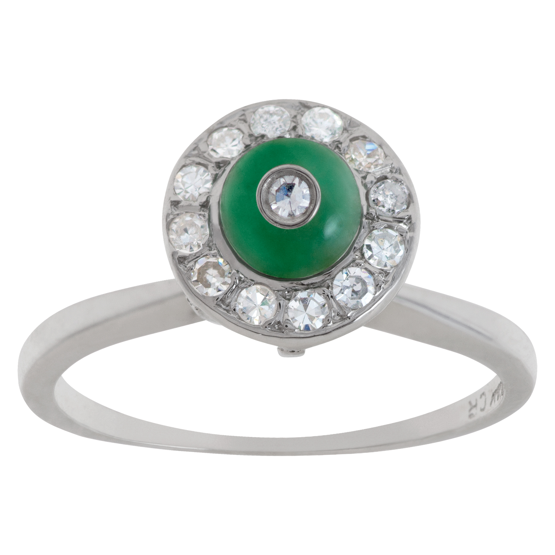 Diamond and Jade ring in 14k white gold image 1