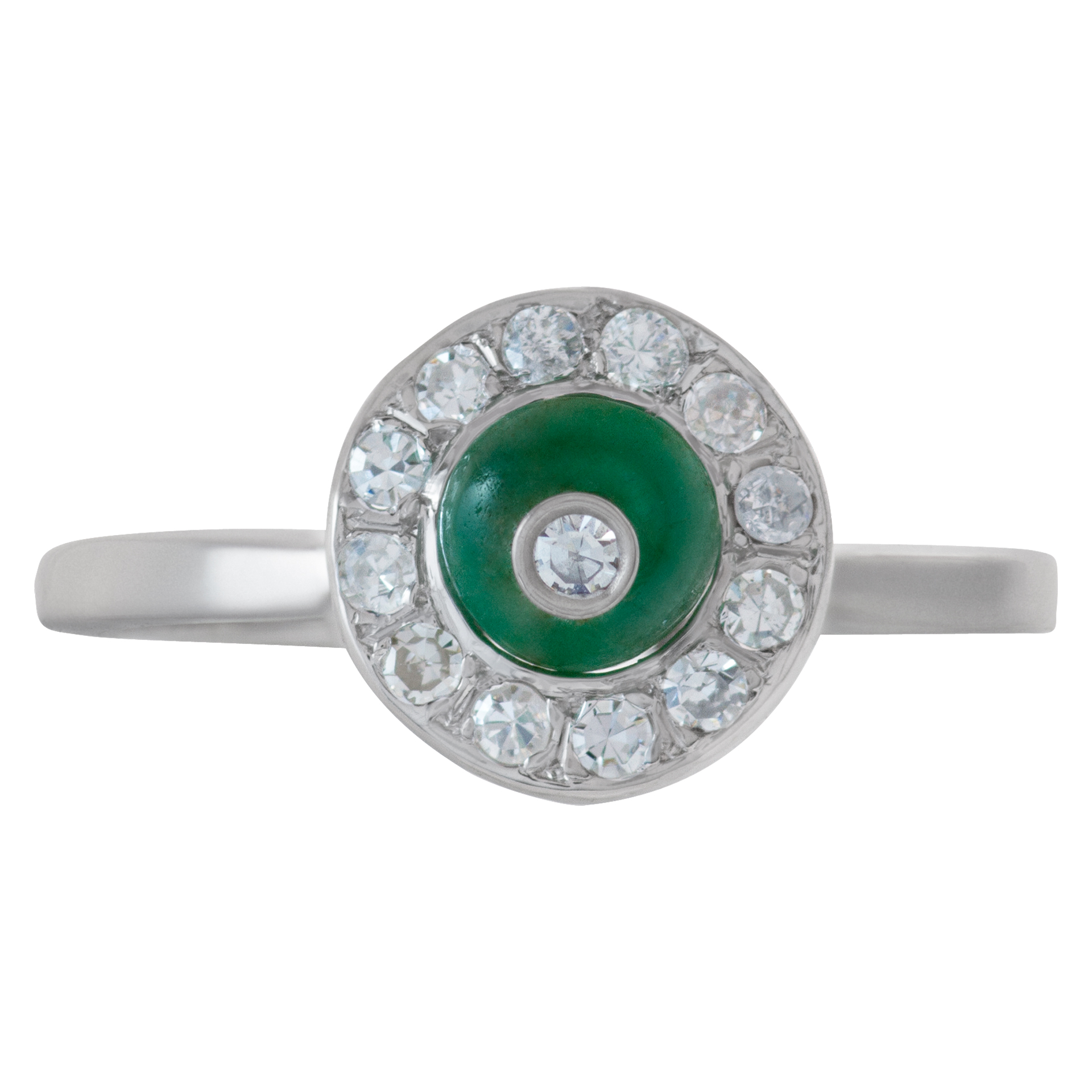 Diamond and Jade ring in 14k white gold image 2