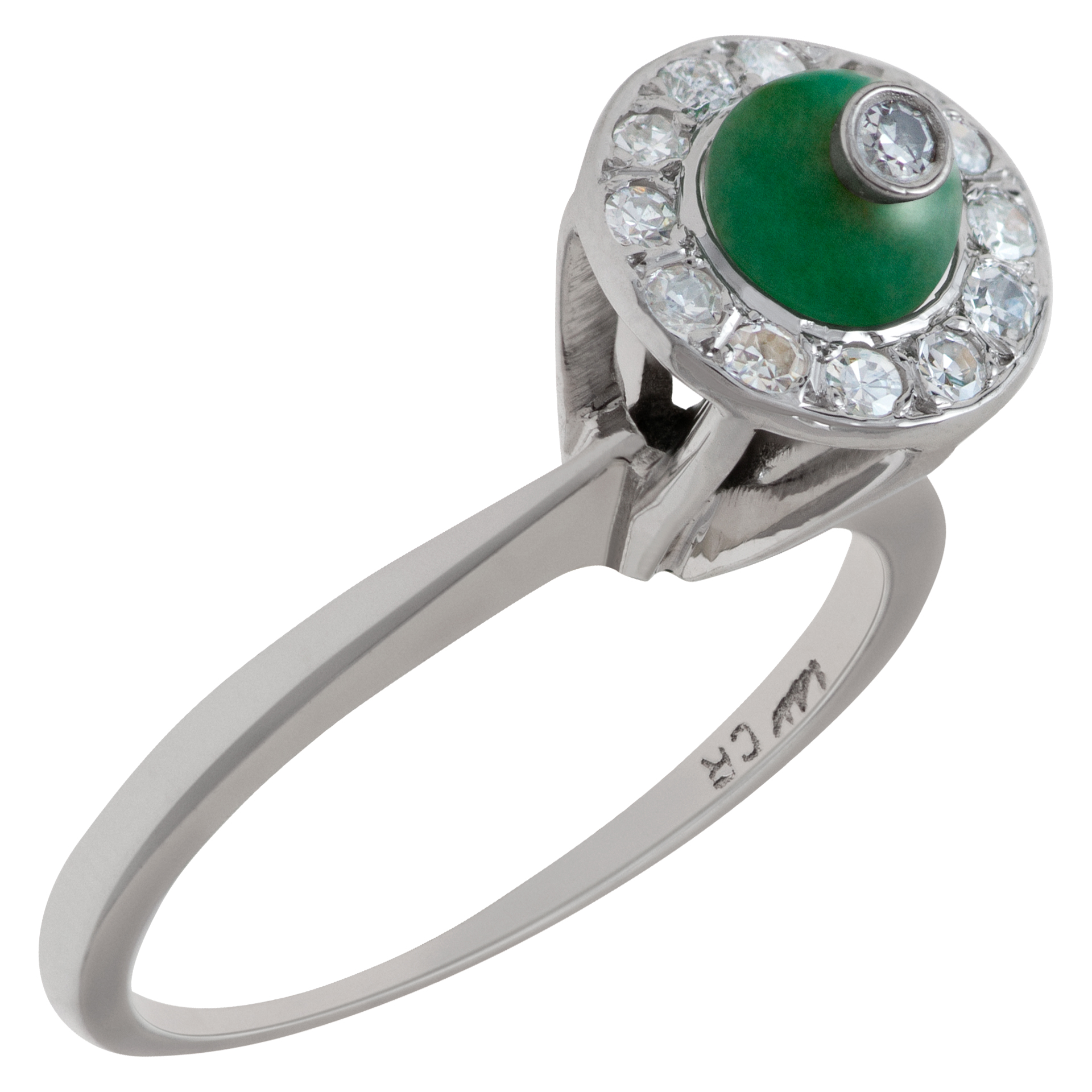 Diamond and Jade ring in 14k white gold image 3