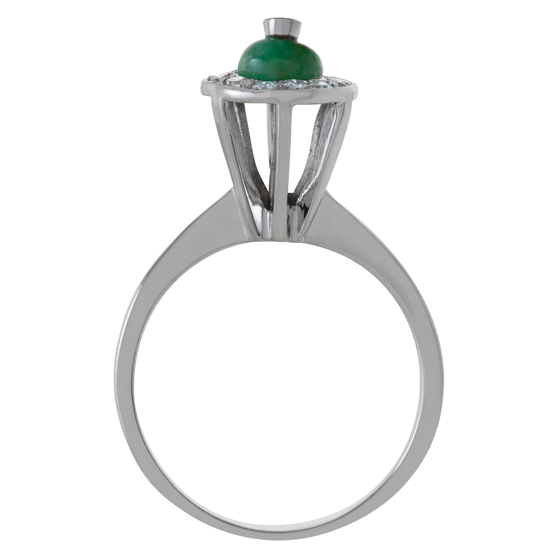 Diamond and Jade ring in 14k white gold image 4