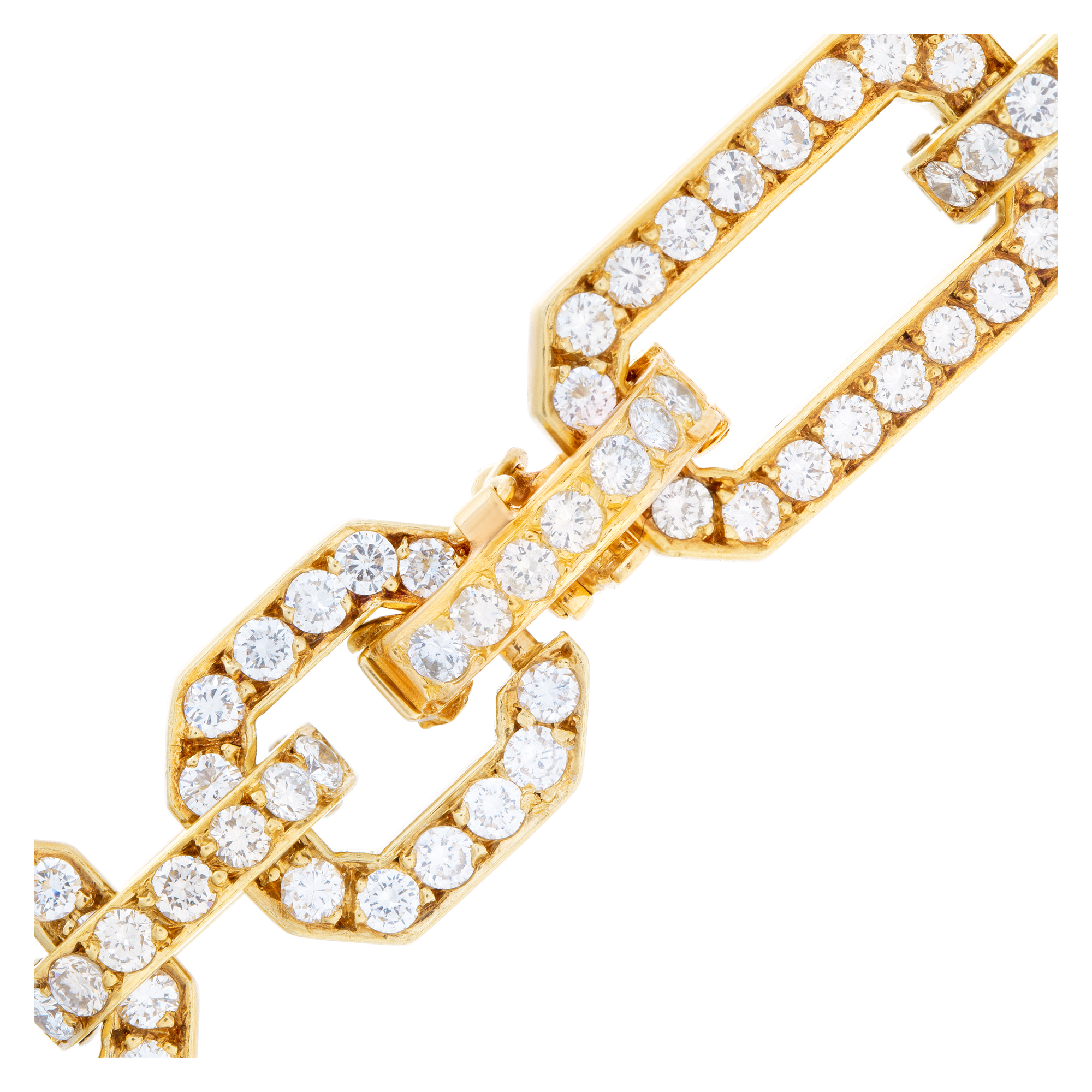 Chain link diamonds necklace set in 18K yellow gold with over 16 carats full round brilliant and baguette cut diamonds.15 inches. image 2