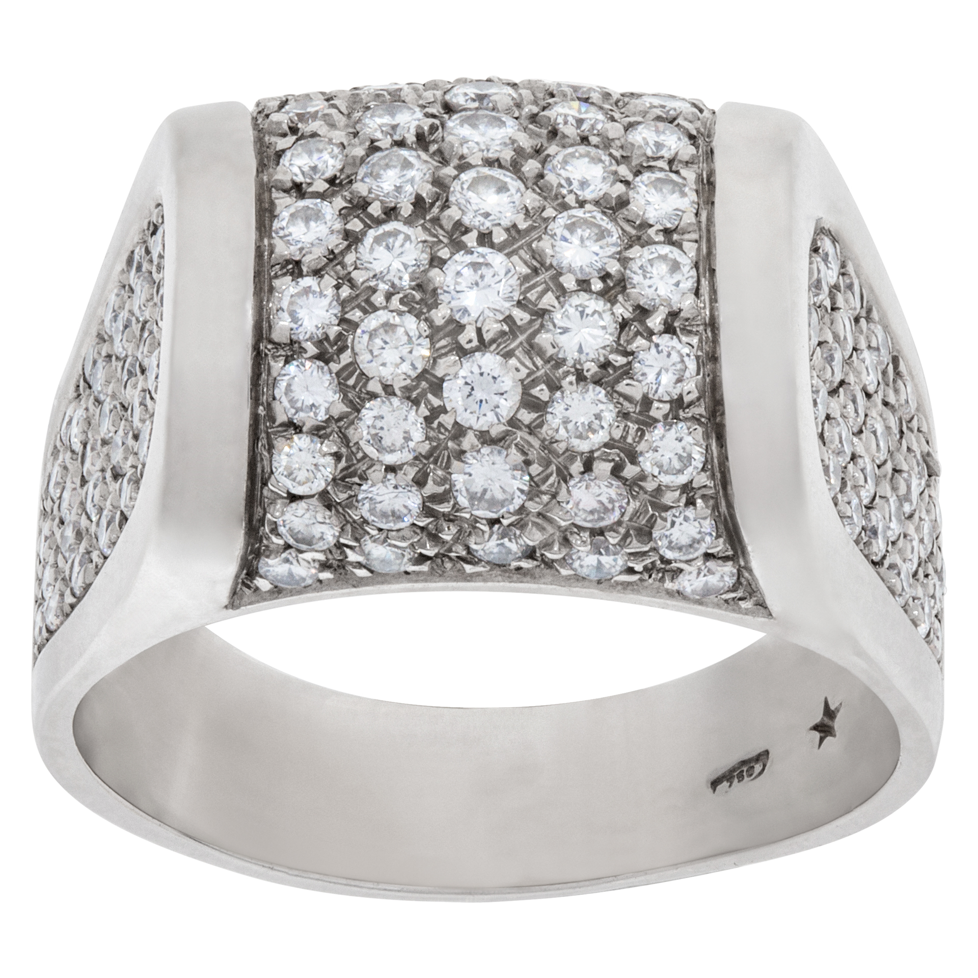 Pave diamond ring in 18k white gold image 1