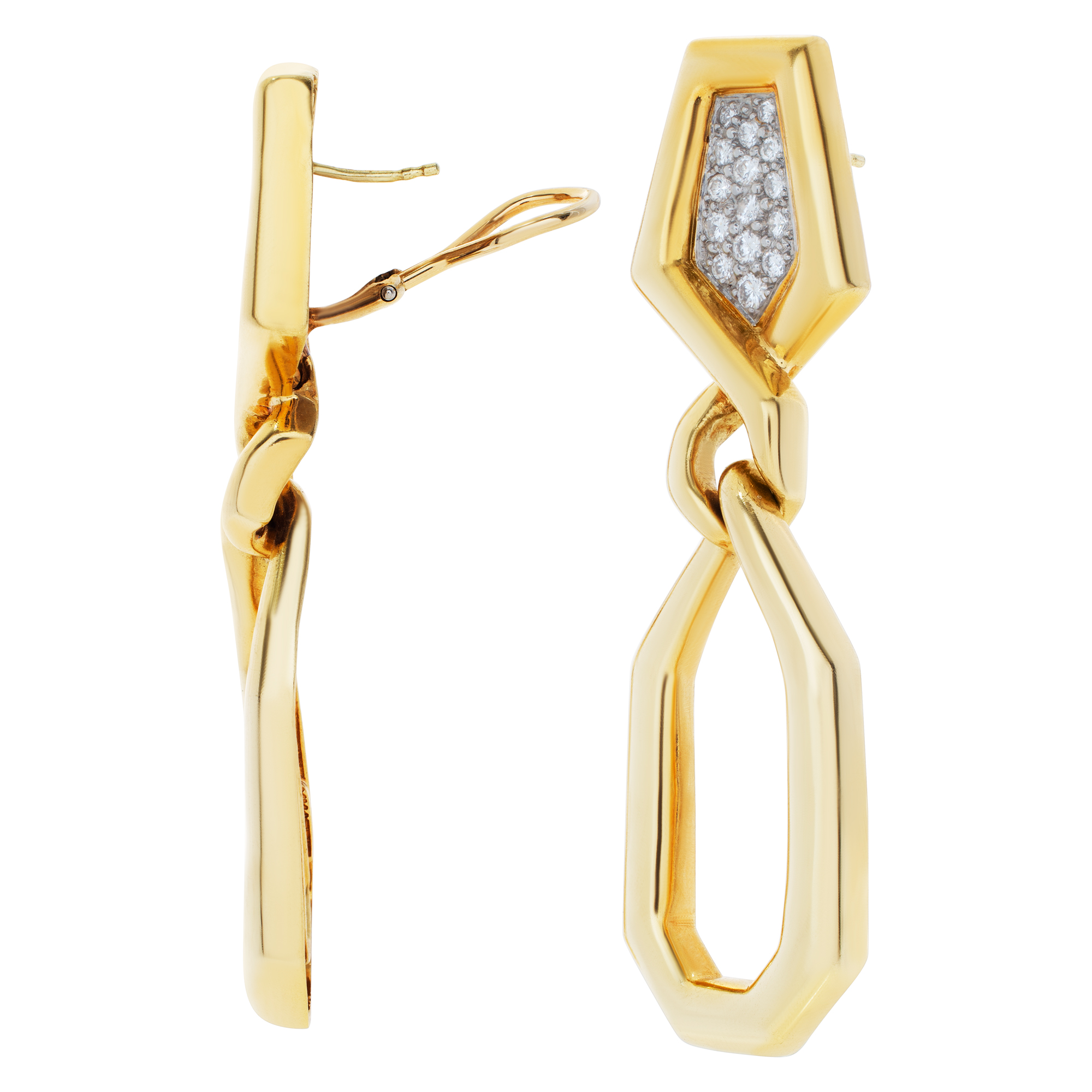 Stunning drop earrings with approx. 1 carat full cut round brilliant d