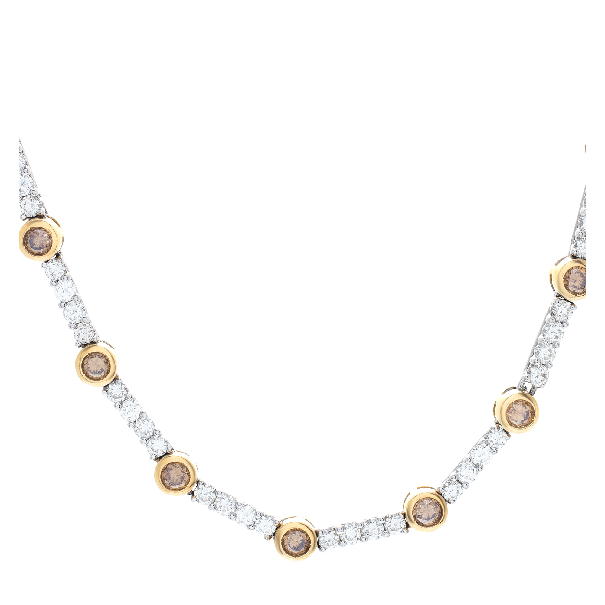 Stunning 18k white and yellow gold necklace with white and yellow diamonds image 2