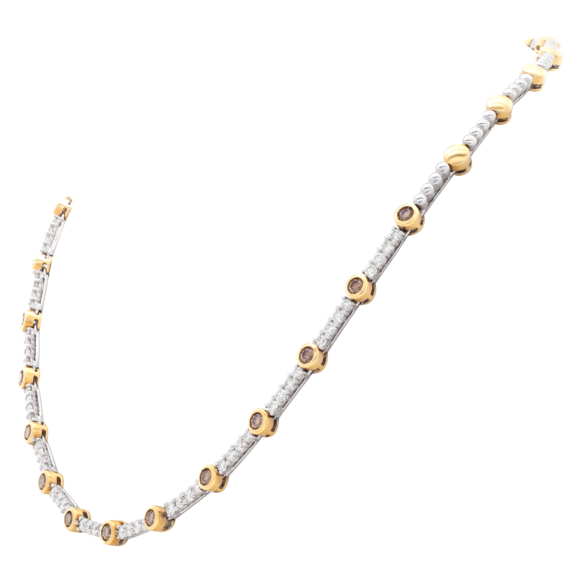 Stunning 18k white and yellow gold necklace with white and yellow diamonds image 3