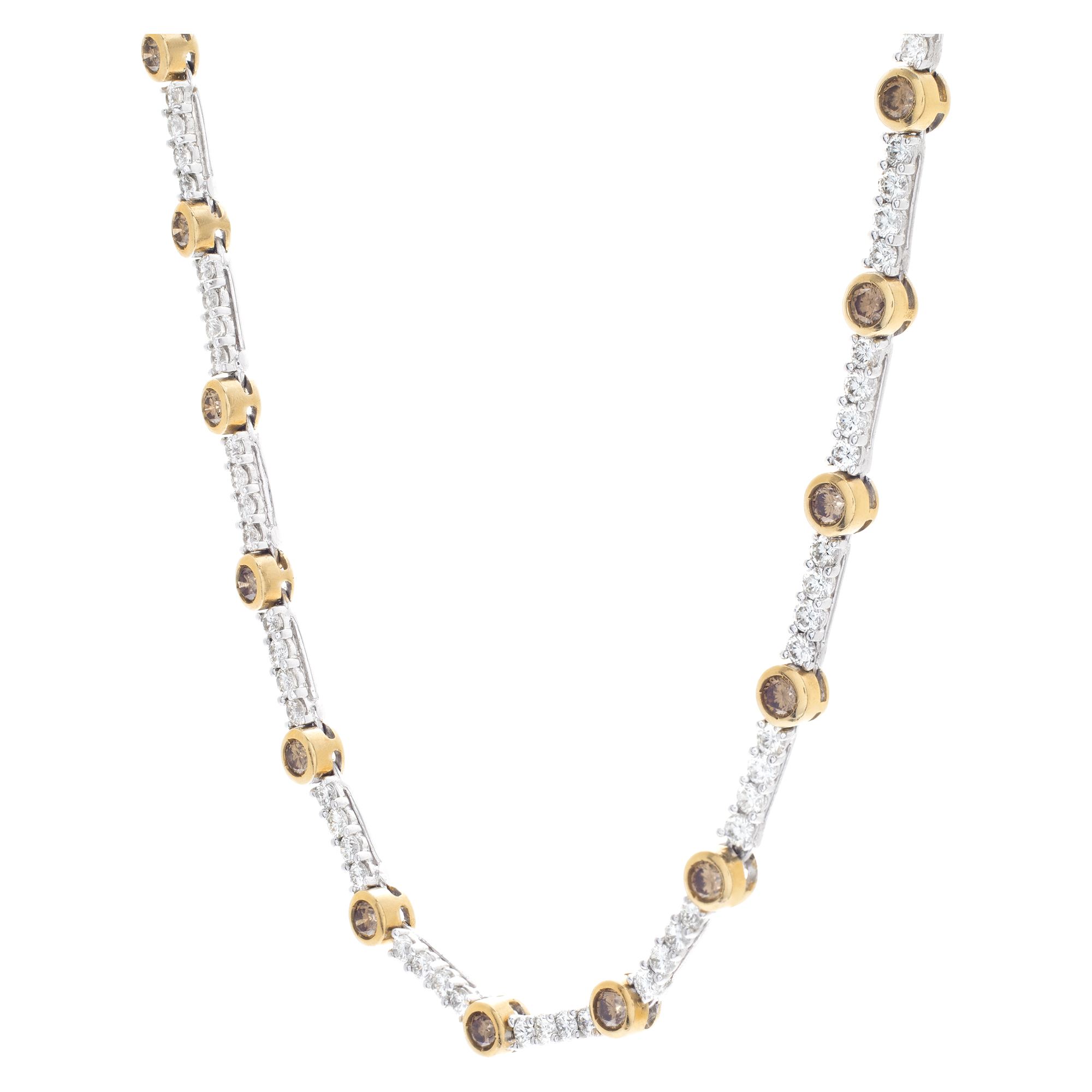 Stunning 18k white and yellow gold necklace with white and yellow diamonds image 4
