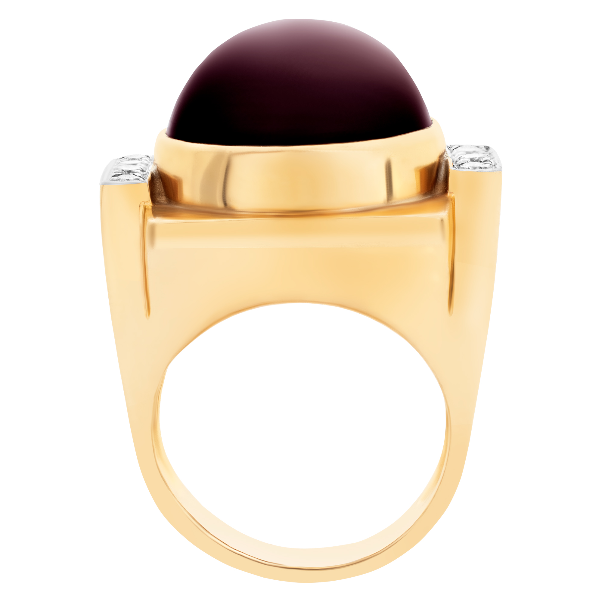 Passion Bold 14k yellow gold ring with cabochon center garnet and accent diamonds (Stones) image 5