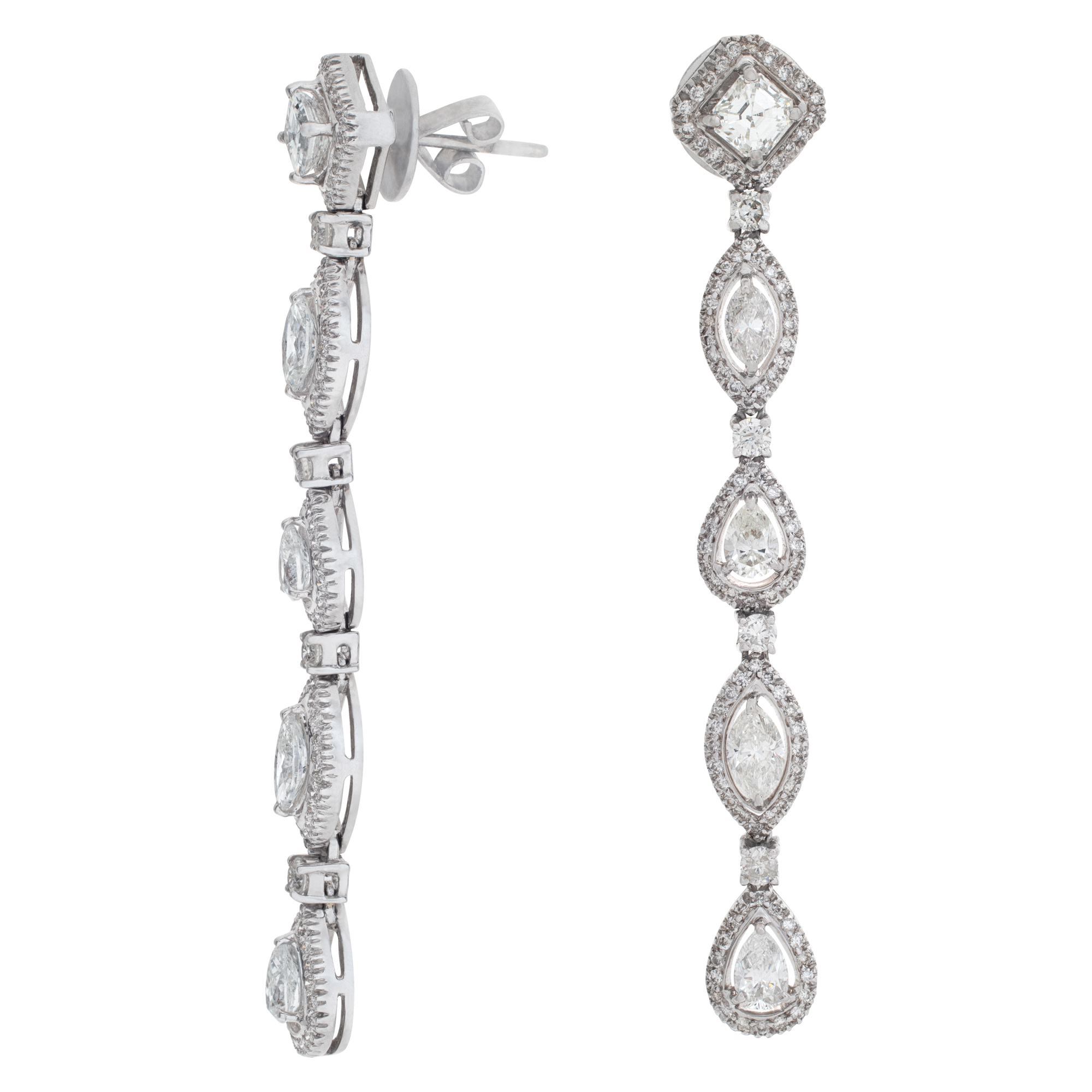 Long diamond earrings in 18k white gold image 3