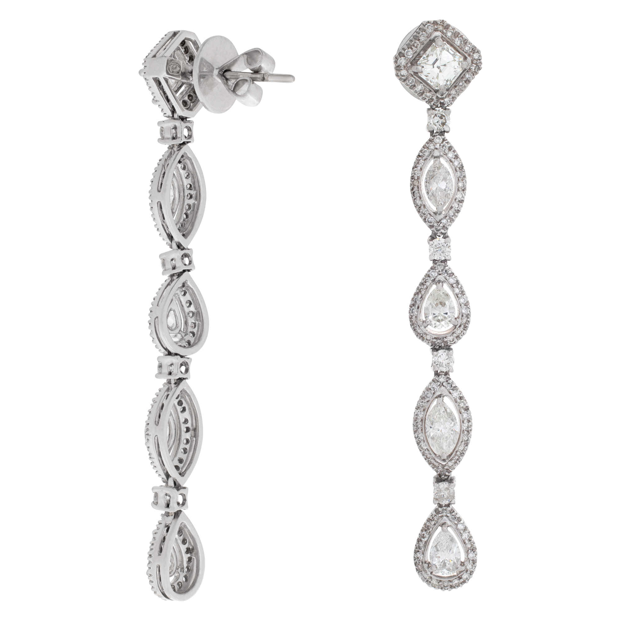 Long diamond earrings in 18k white gold image 4