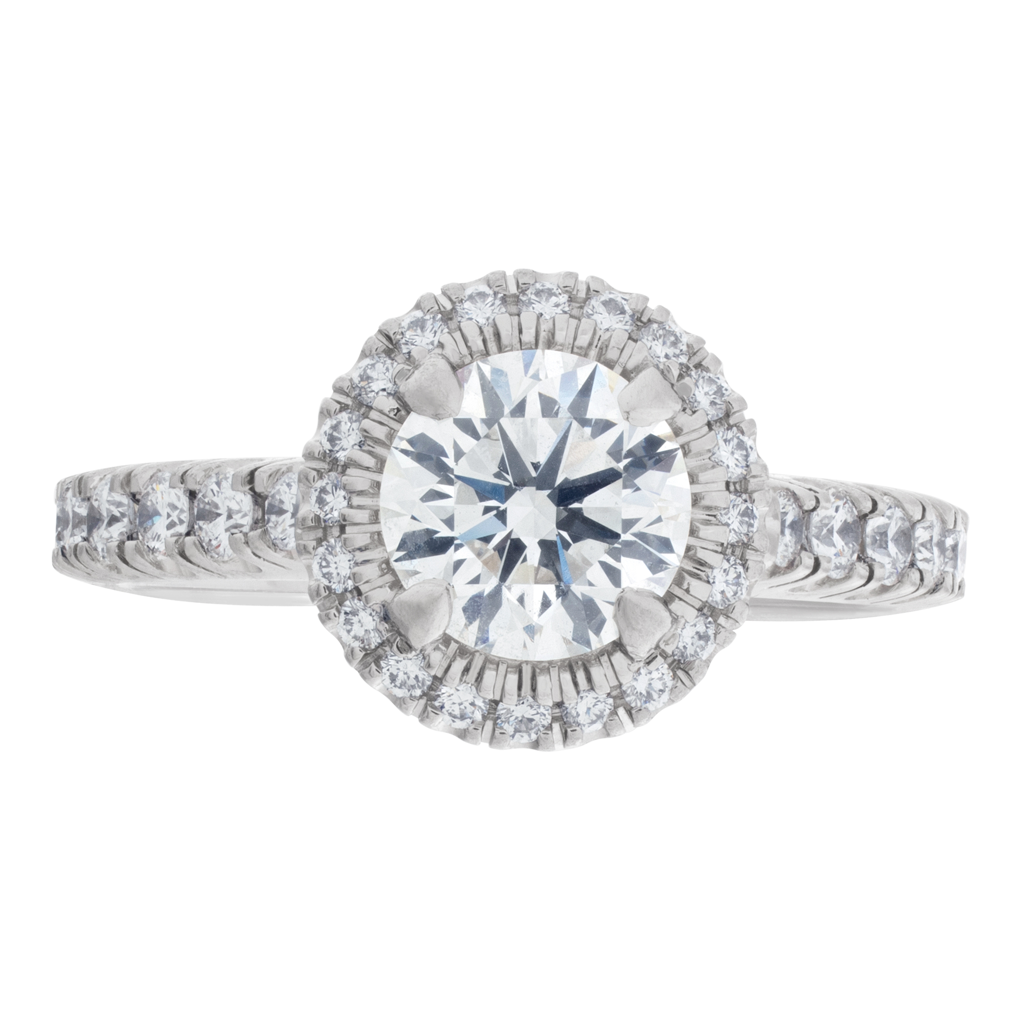 Cartier "Destinee" collection, GIA certified 0.73 carat full ct round brilliant diamond set in a halo platinum setting. image 2