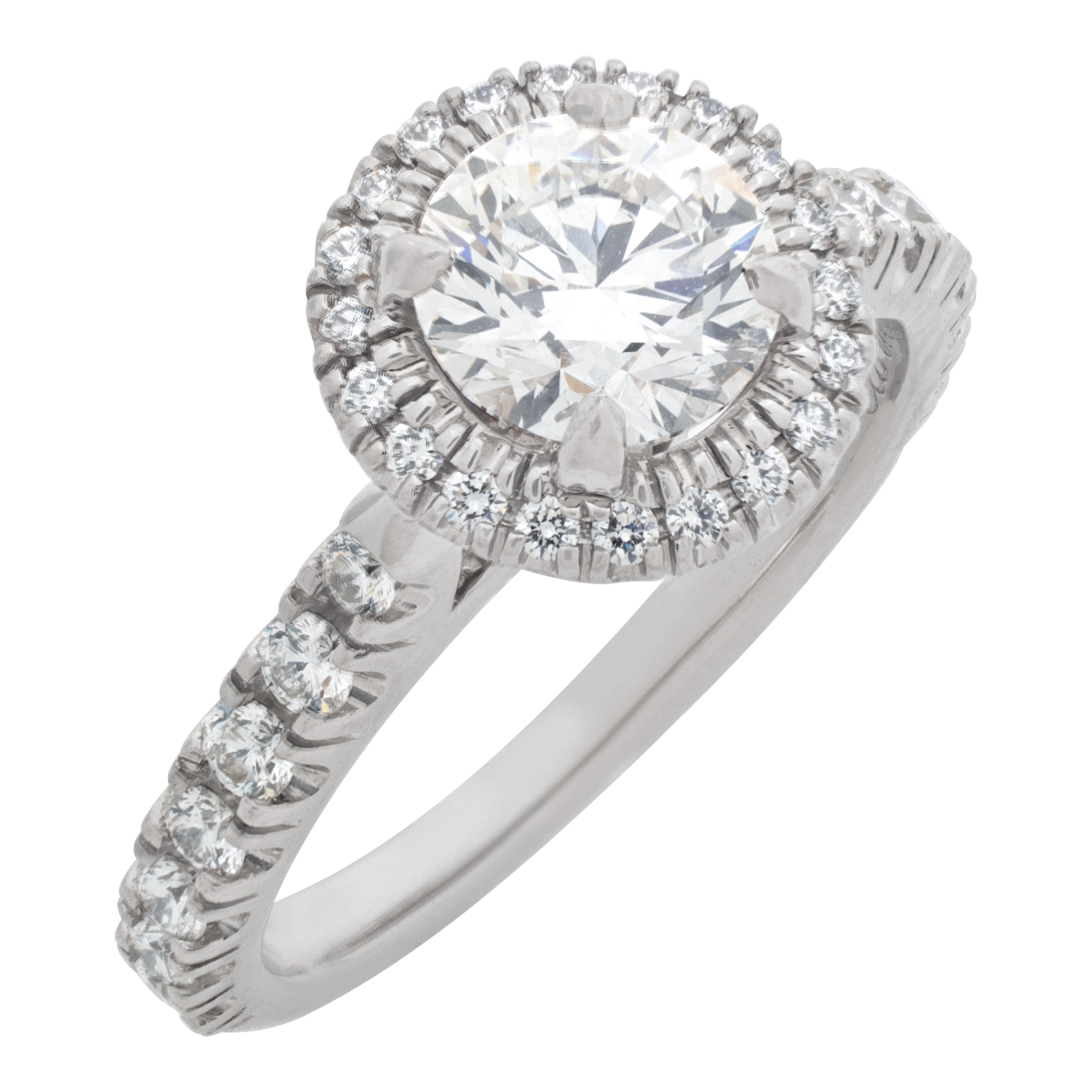 Cartier "Destinee" collection, GIA certified 0.73 carat full ct round brilliant diamond set in a halo platinum setting. image 3