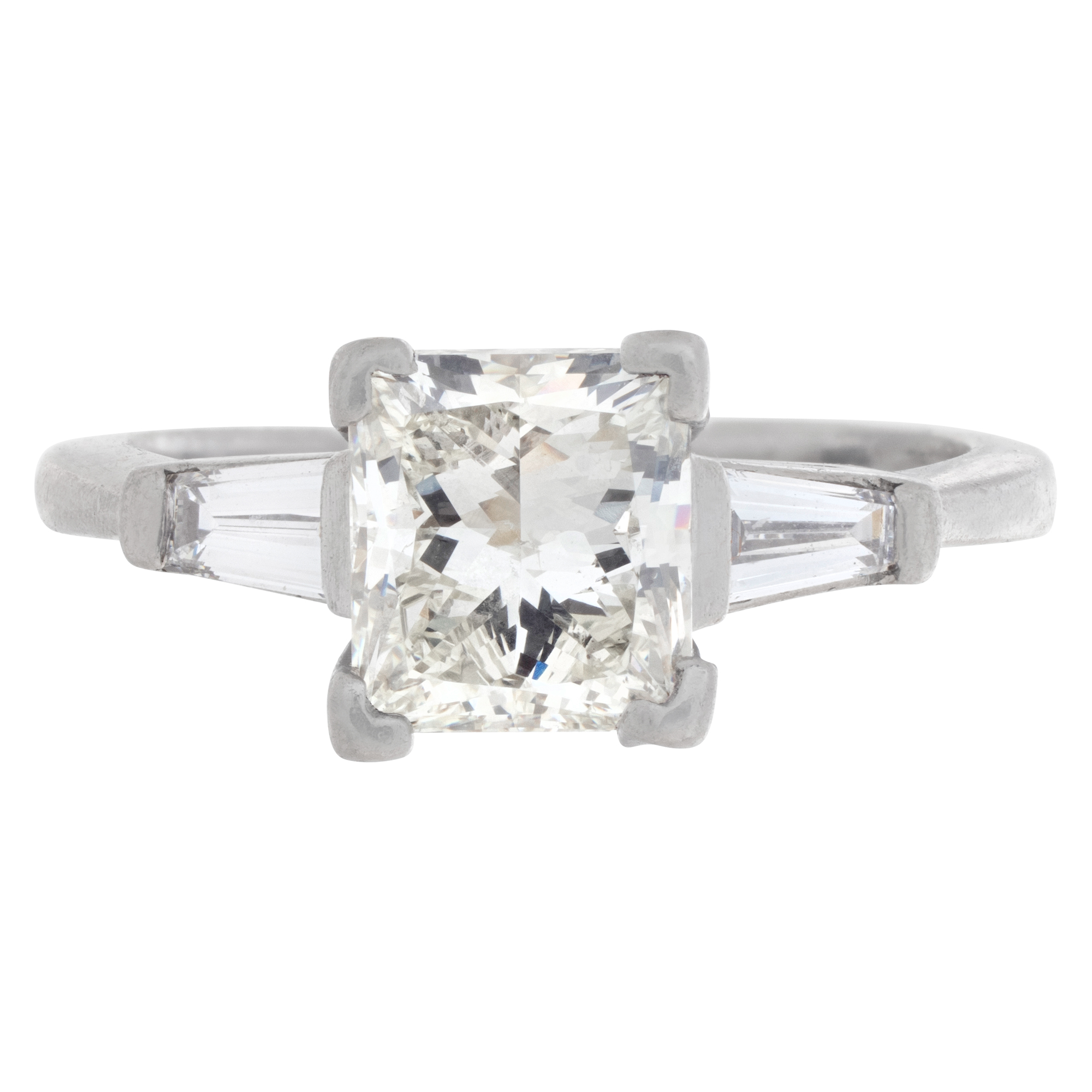 GIA certified rectangular brilliant cut 2 carat (K color, SI1 claity) diamond ring in platinum image 2