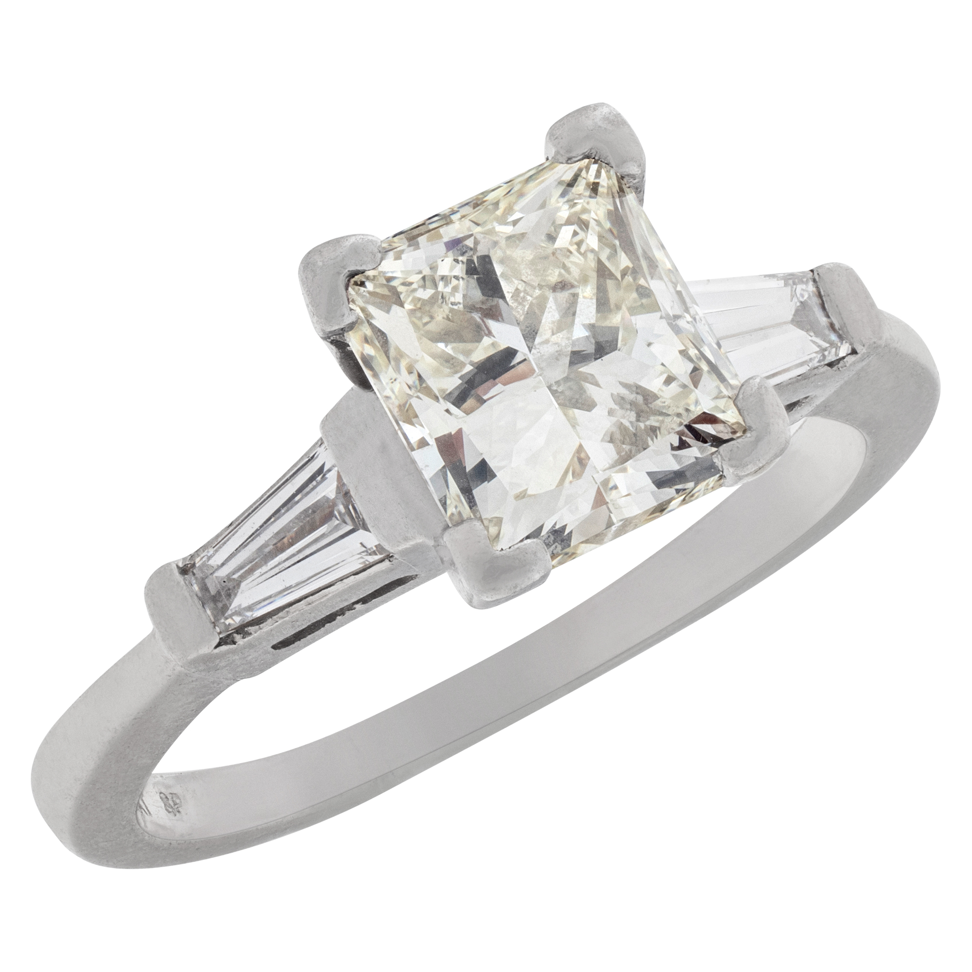 GIA certified rectangular brilliant cut 2 carat (K color, SI1 claity) diamond ring in platinum image 3