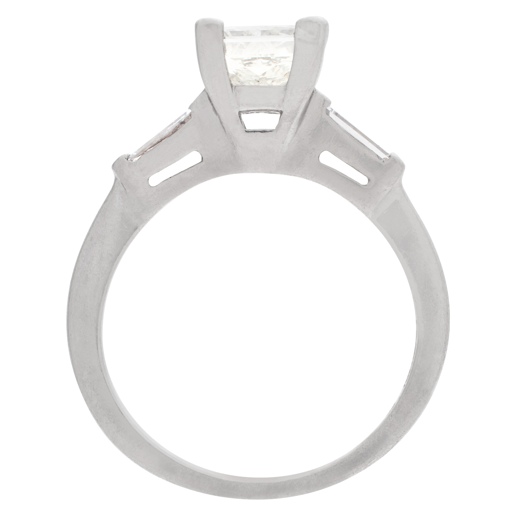 GIA certified rectangular brilliant cut 2 carat (K color, SI1 claity) diamond ring in platinum image 4