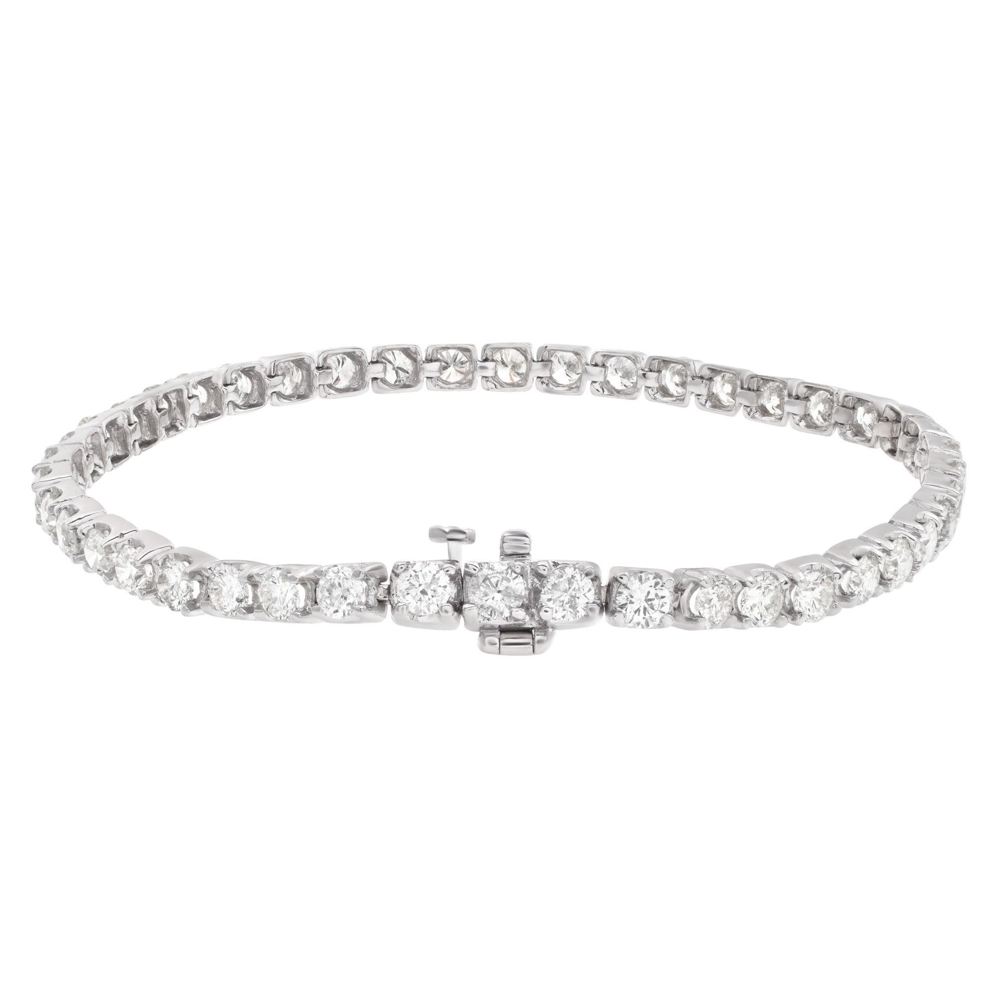 Sparkling line diamonds bracelet with approx. 8.49 carat round brilliant full cut diamond set in 14K white gold image 3