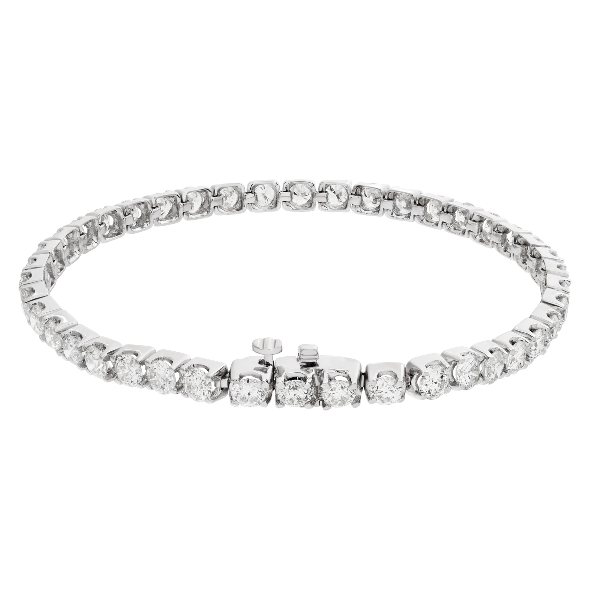 Sparkling line diamond bracelet with 8.09 carat full cut round diamonds set in 14K white gold image 3