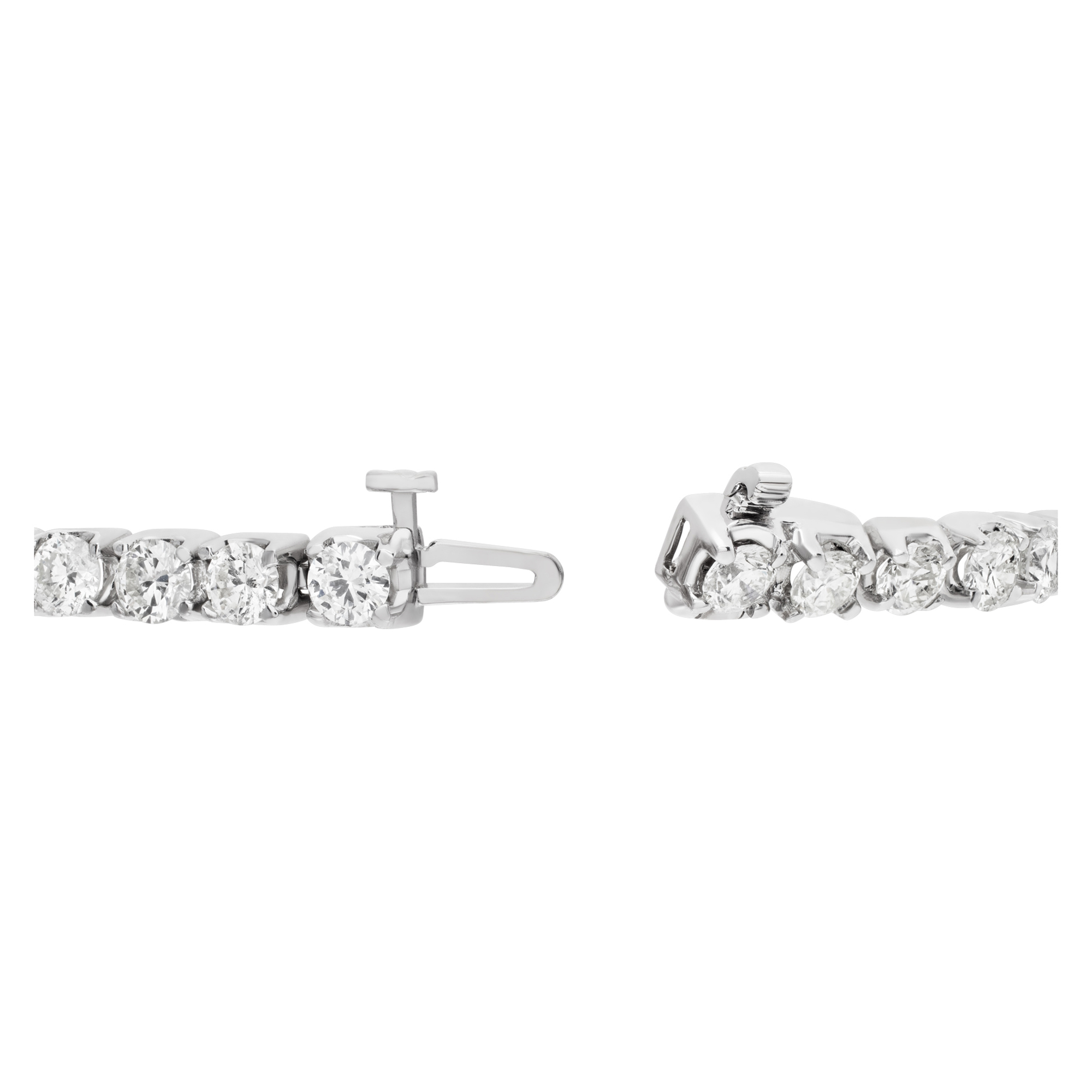 Sparkling line diamond bracelet with 8.09 carat full cut round diamonds set in 14K white gold image 4