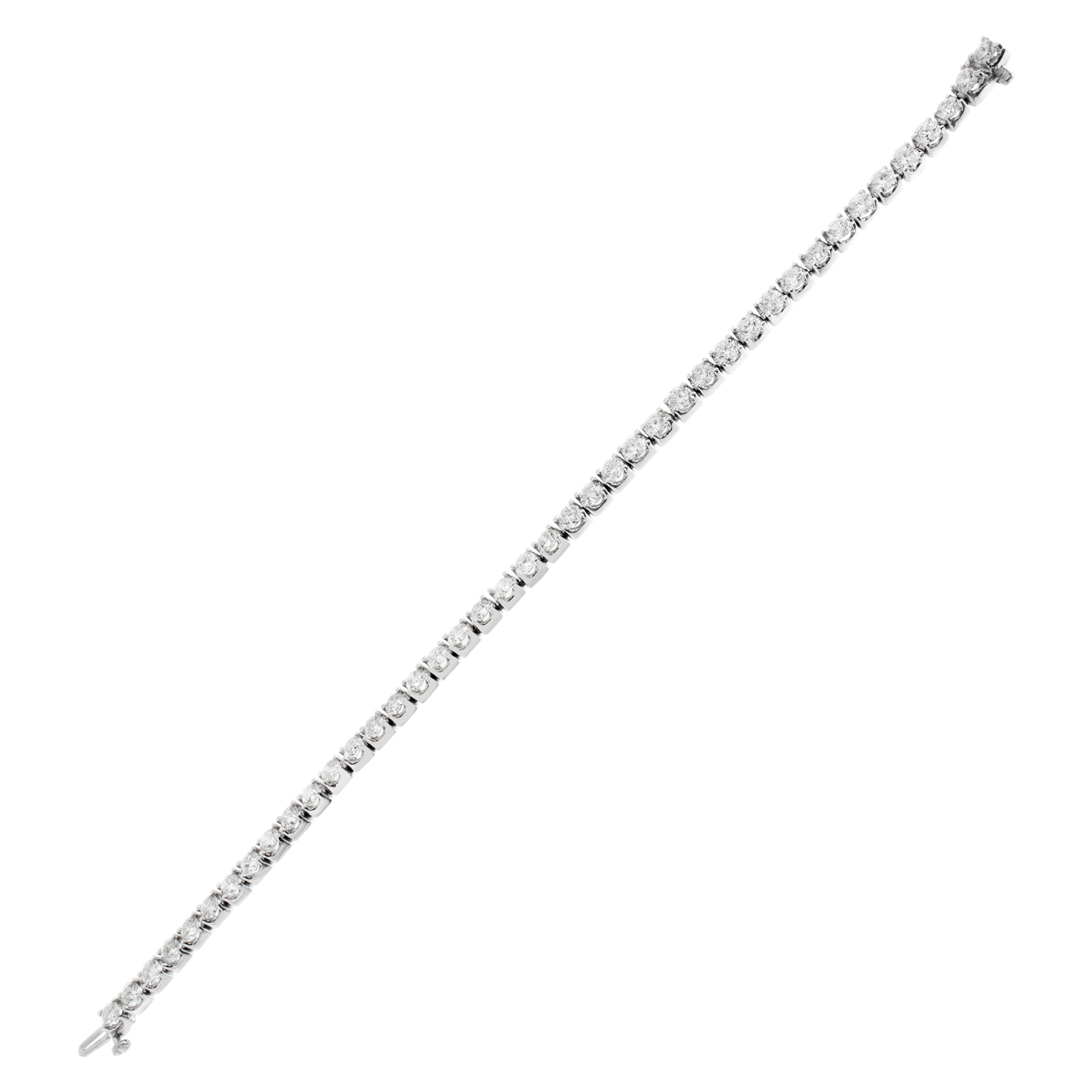 Sparkling line diamond bracelet with 8.09 carat full cut round diamonds set in 14K white gold image 5