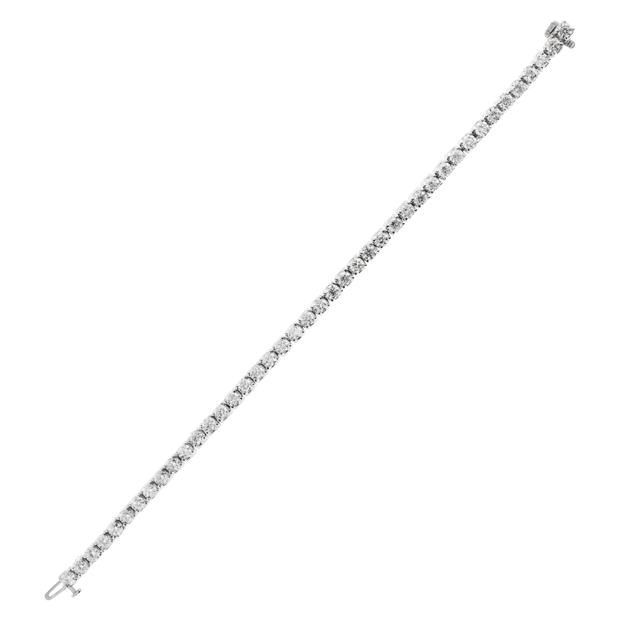Sparkling line diamond bracelet with 8.09 carat full cut round diamonds set in 14K white gold image 6