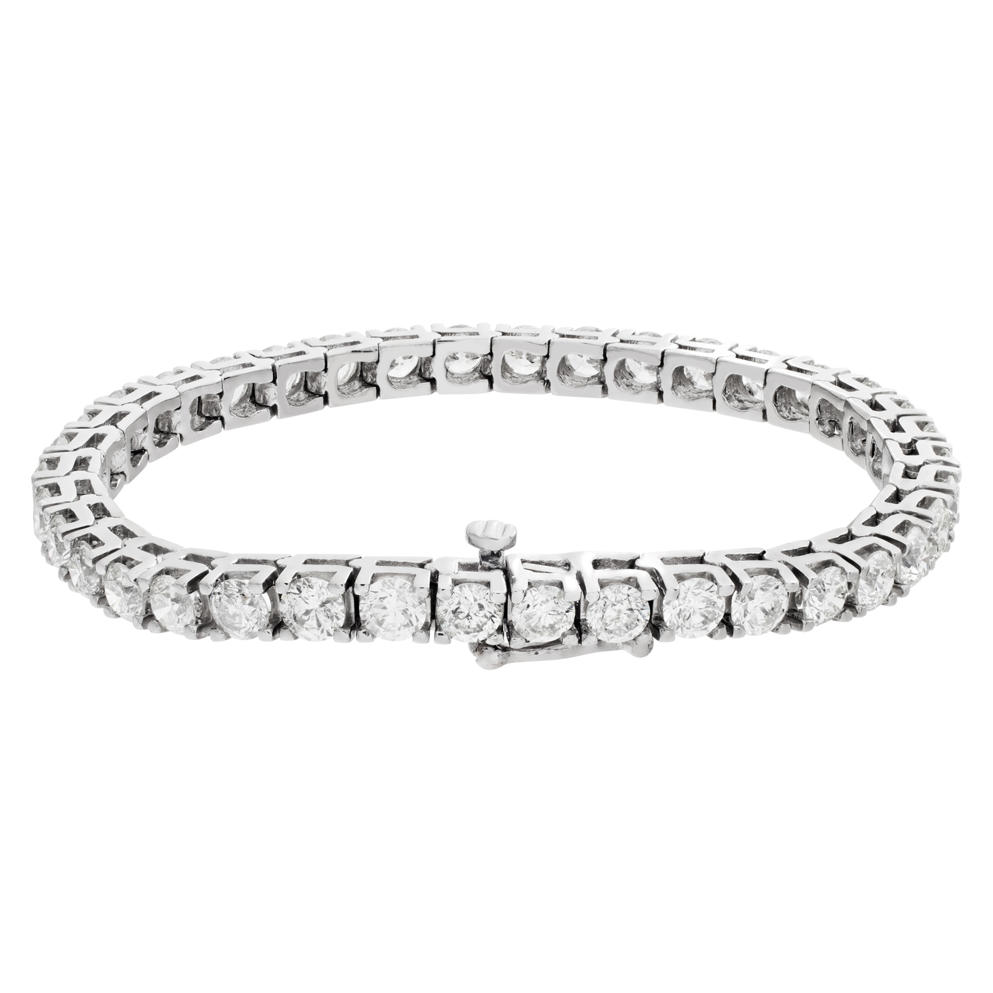 Line diamonds & platinum bracelet with 11.90 carats full cut round brilliant diamonds. image 3