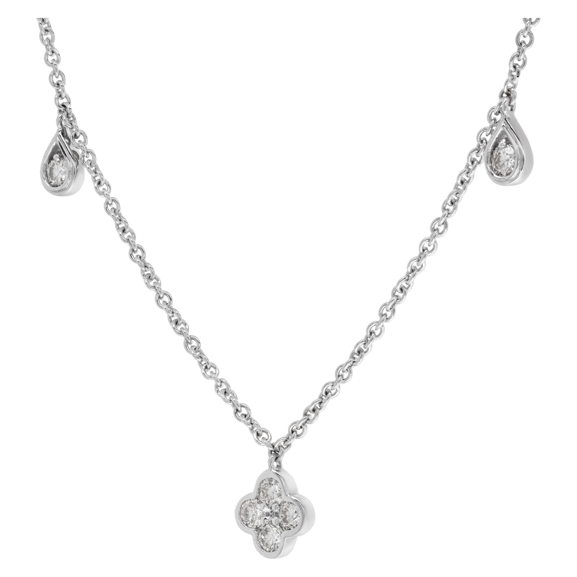 "Diamonds by the Yard" 18 inches chain with approx 1 carat total weight bezeled set, full cut round brilliant diamonds set in 18k white gold. Diamonds estimate: I/J color, SI clarity. Length 18 inches image 3