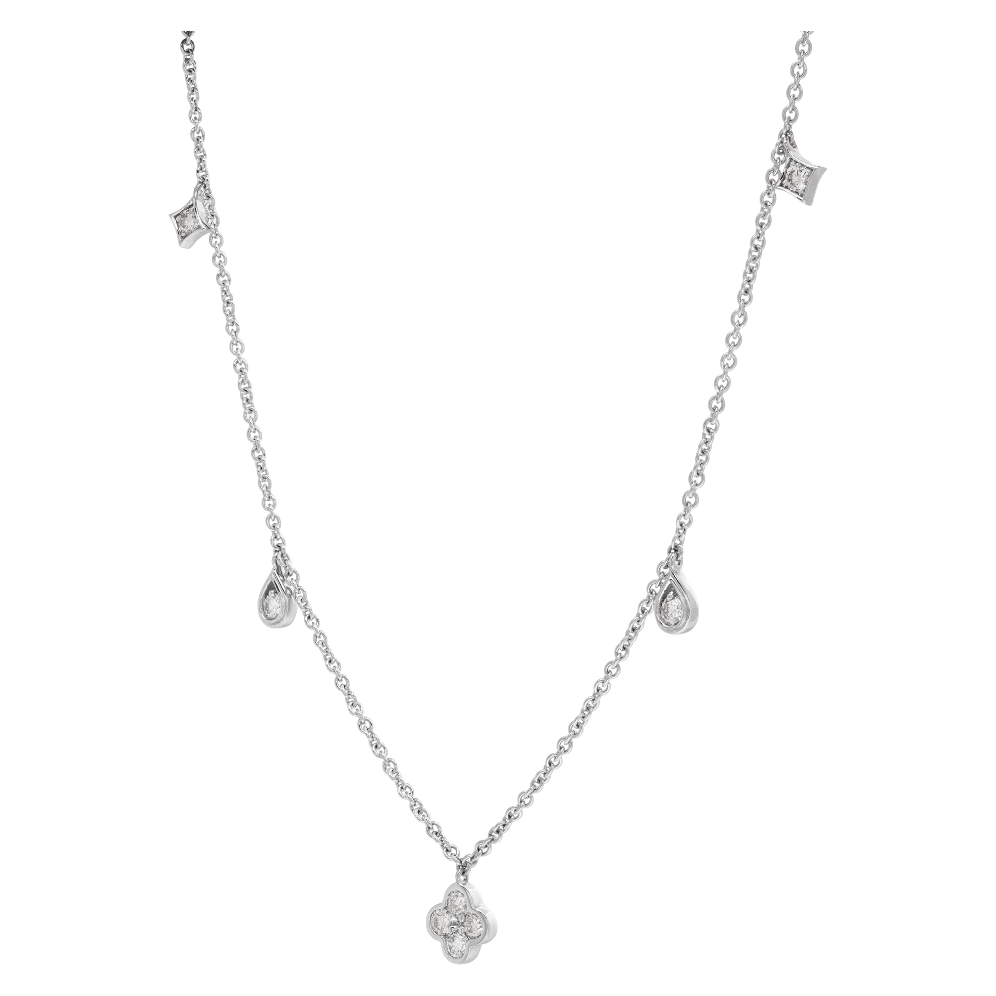 "Diamonds by the Yard" 18 inches chain with approx 1 carat total weight bezeled set, full cut round brilliant diamonds set in 18k white gold. Diamonds estimate: I/J color, SI clarity. Length 18 inches image 4