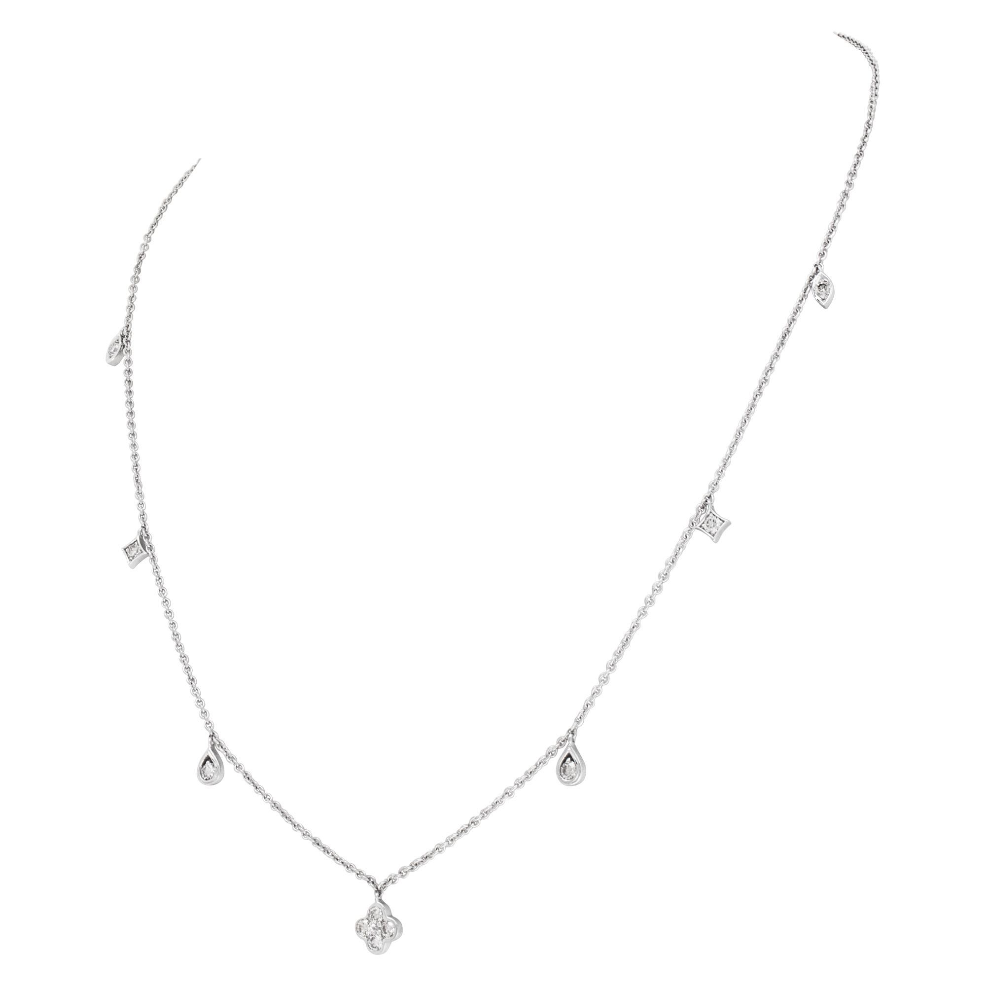 "Diamonds by the Yard" 18 inches chain with approx 1 carat total weight bezeled set, full cut round brilliant diamonds set in 18k white gold. Diamonds estimate: I/J color, SI clarity. Length 18 inches image 5