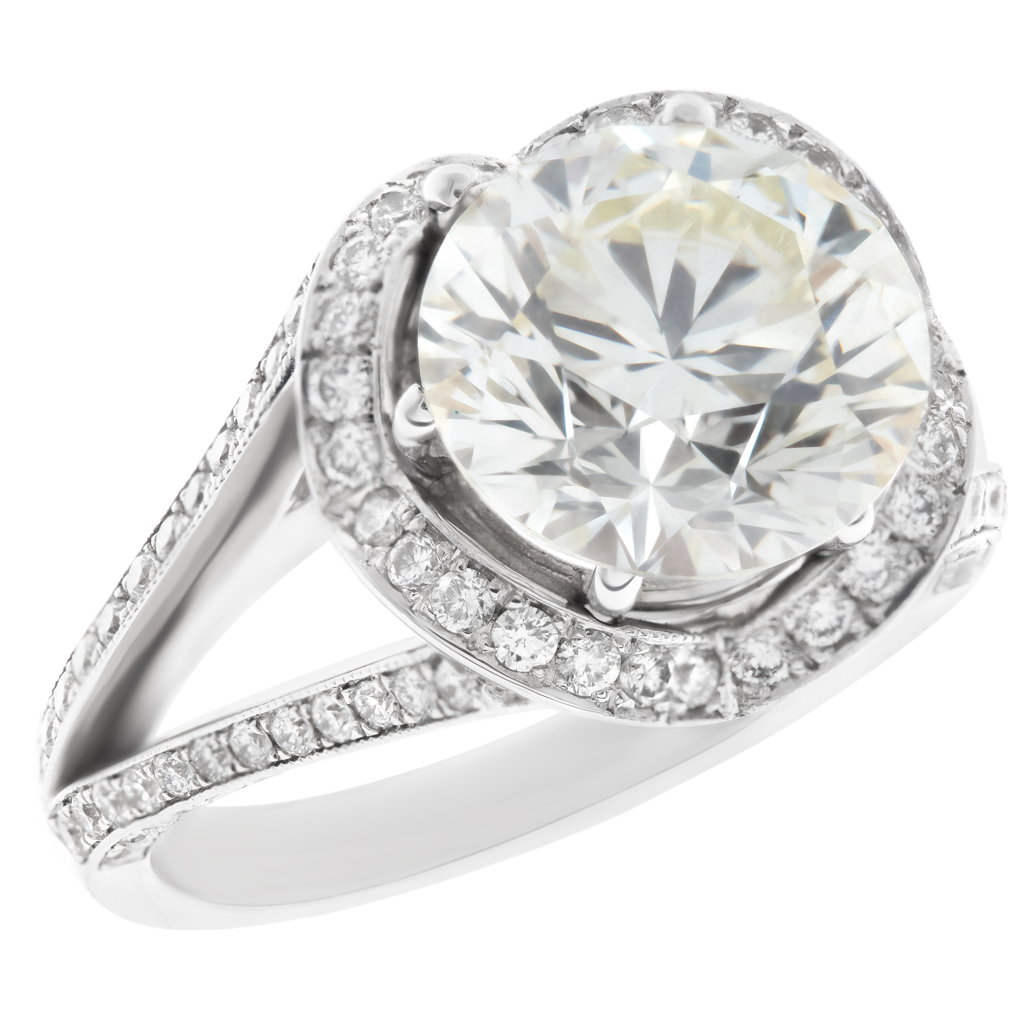 GIA certified round brilliant cut diamond 4.04 carat (M color, VS1 clarity) ring image 2