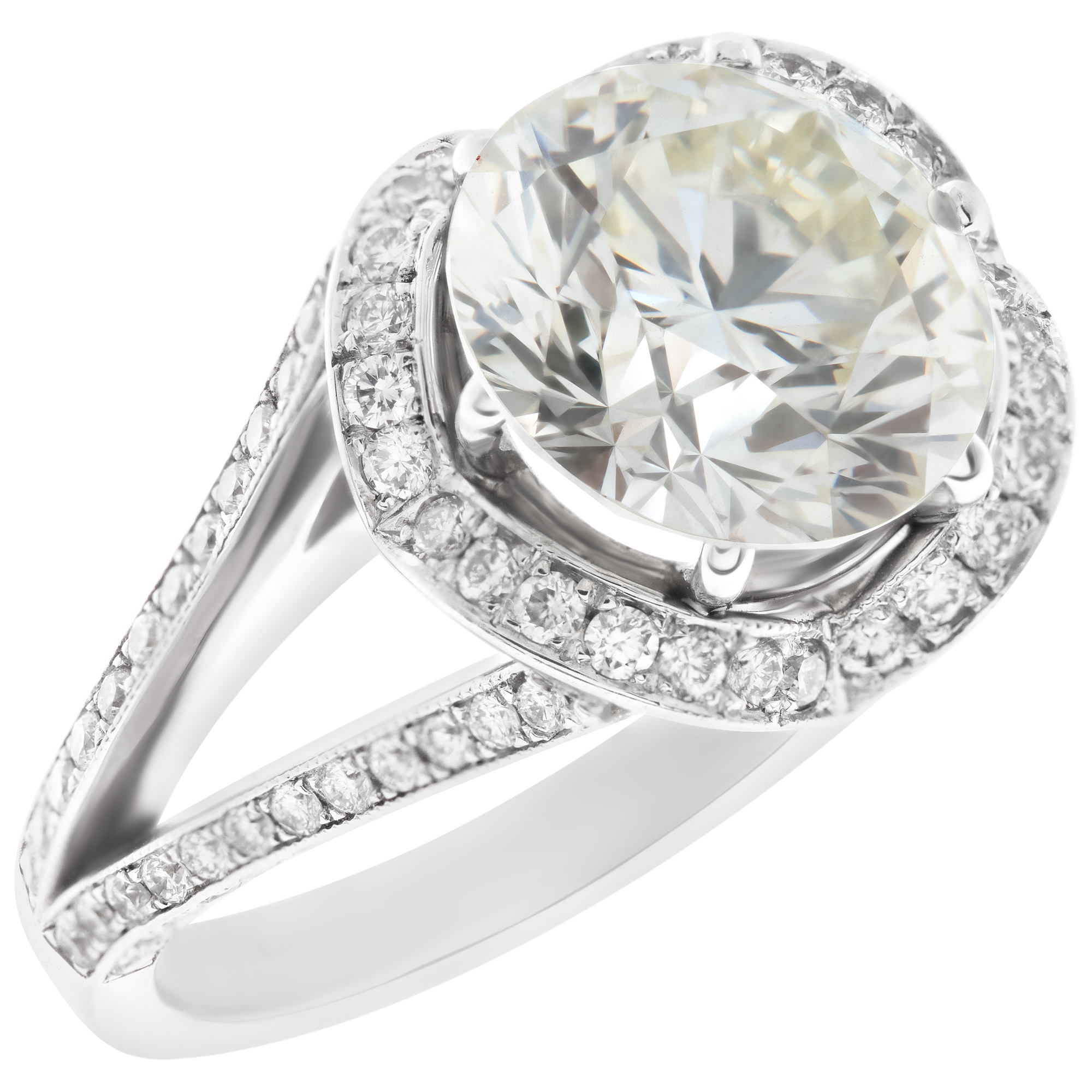 GIA certified round brilliant cut diamond 4.04 carat (M color, VS1 clarity) ring image 3
