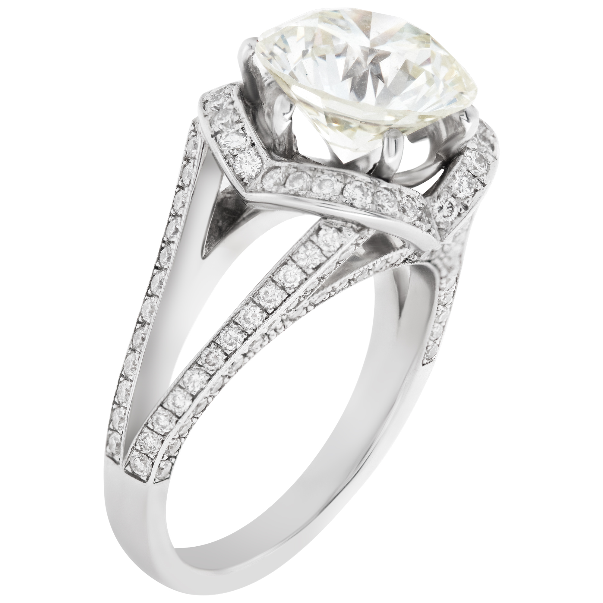 GIA certified round brilliant cut diamond 4.04 carat (M color, VS1 clarity) ring image 4