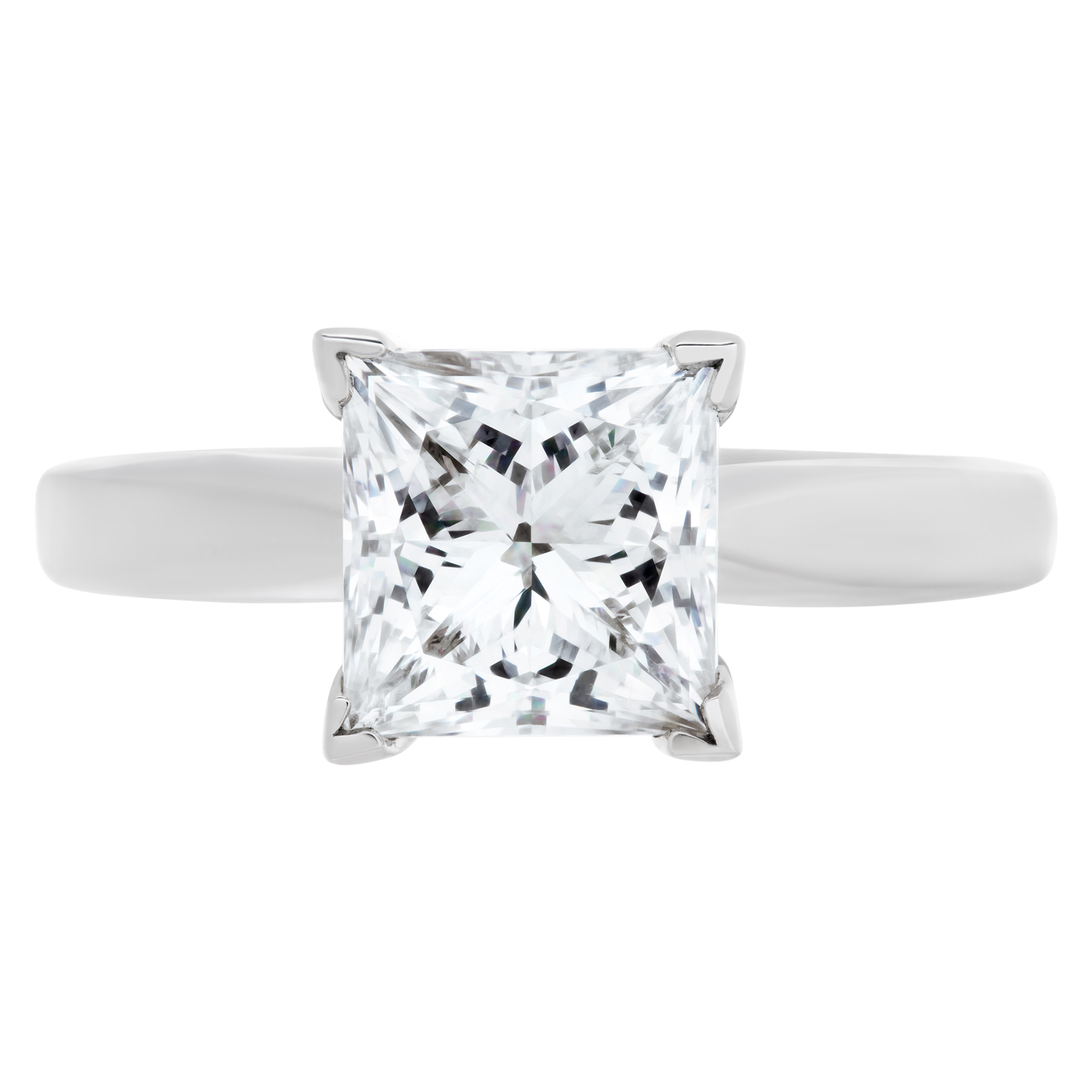 GIA certified princess cut diamond 2.09 carat (J color, SI1 clarity) solitaire ring image 2