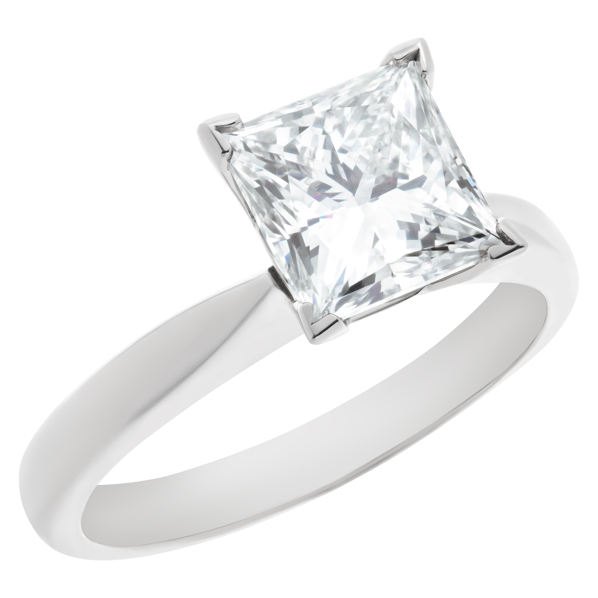 GIA certified princess cut diamond 2.09 carat (J color, SI1 clarity) solitaire ring image 3