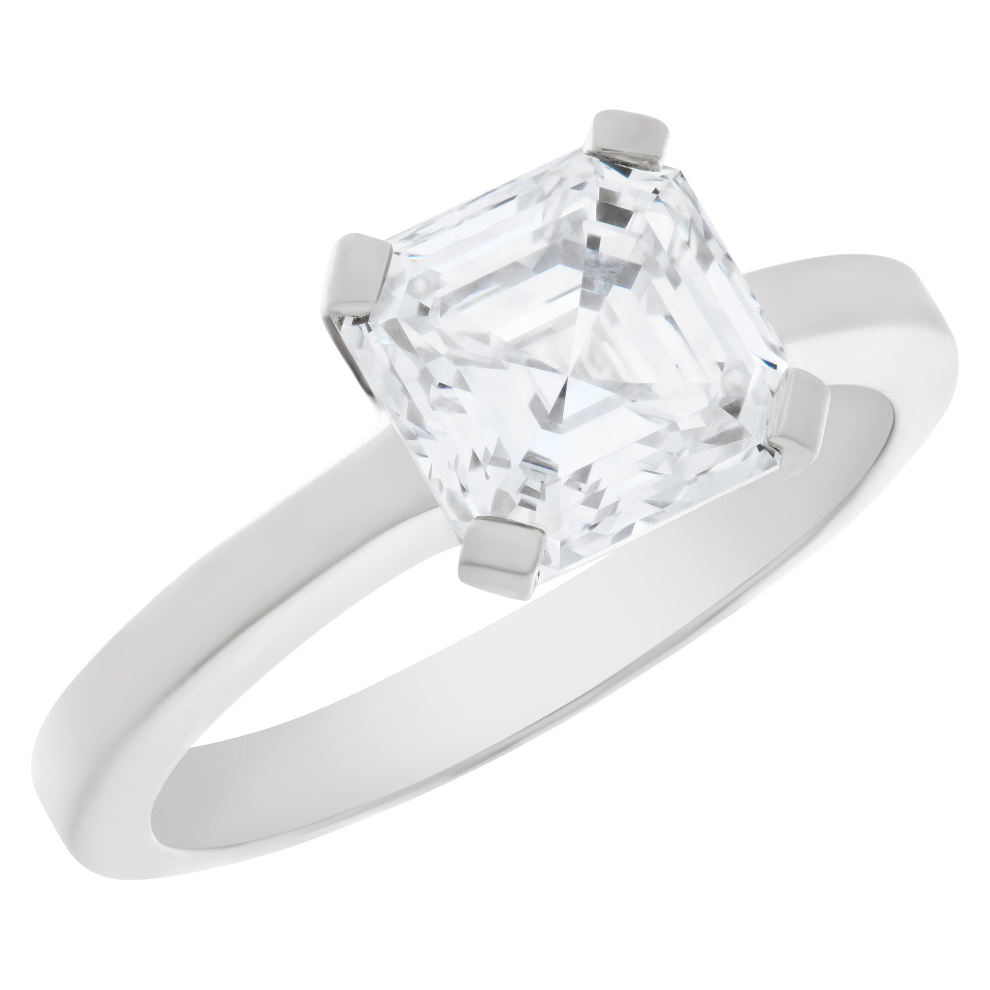 GIA certified Asscher cut diamond 2.05 carat (I color, VS1 clarity) solitaire ring in platinum (Stones)