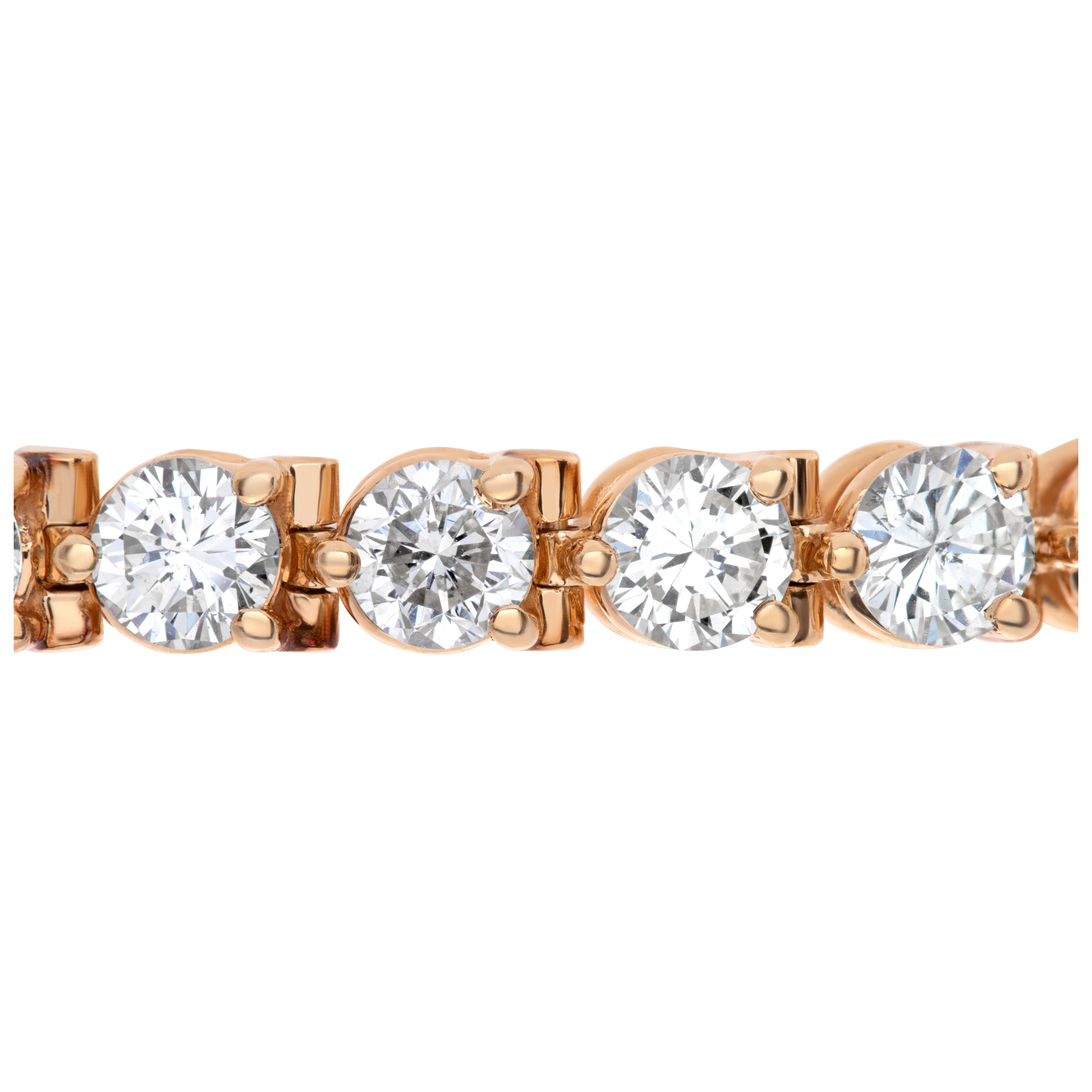 Diamond line bracelet in 14k yellow gold with approximately 10 carats in diamonds I-J Color, SI-I Clarity. image 2