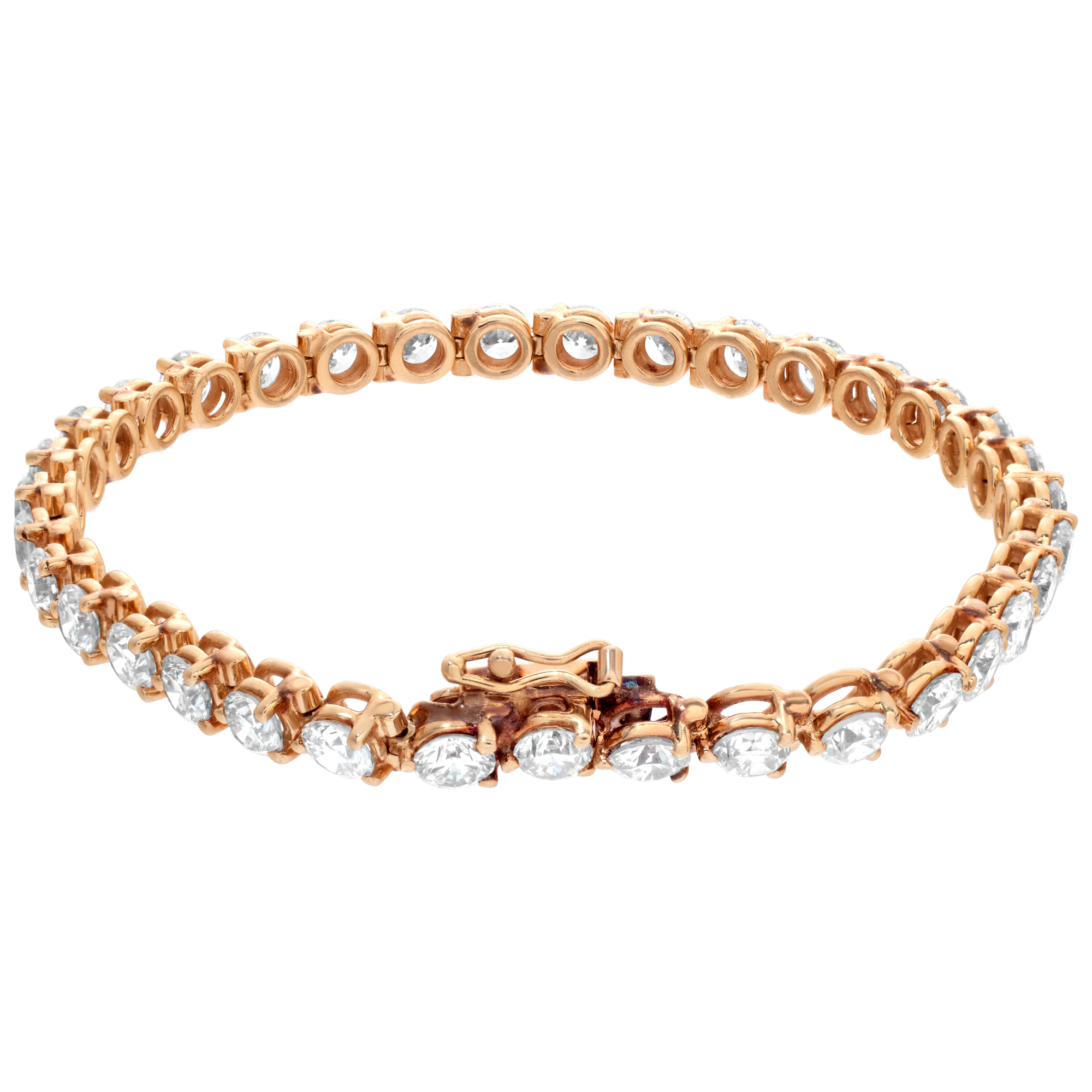 Diamond line bracelet in 14k yellow gold with approximately 10 carats in diamonds I-J Color, SI-I Clarity. image 4