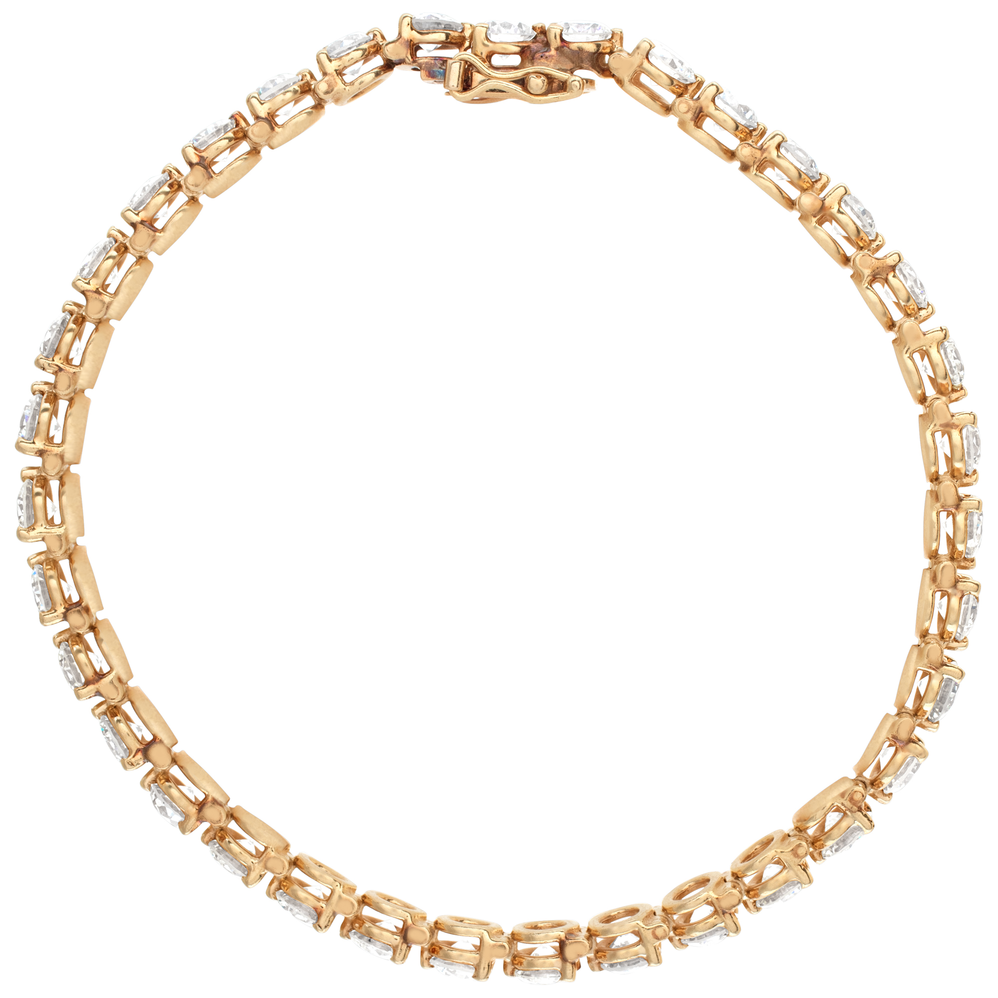 Diamond line bracelet in 14k yellow gold with approximately 10 carats in diamonds I-J Color, SI-I Clarity. image 5