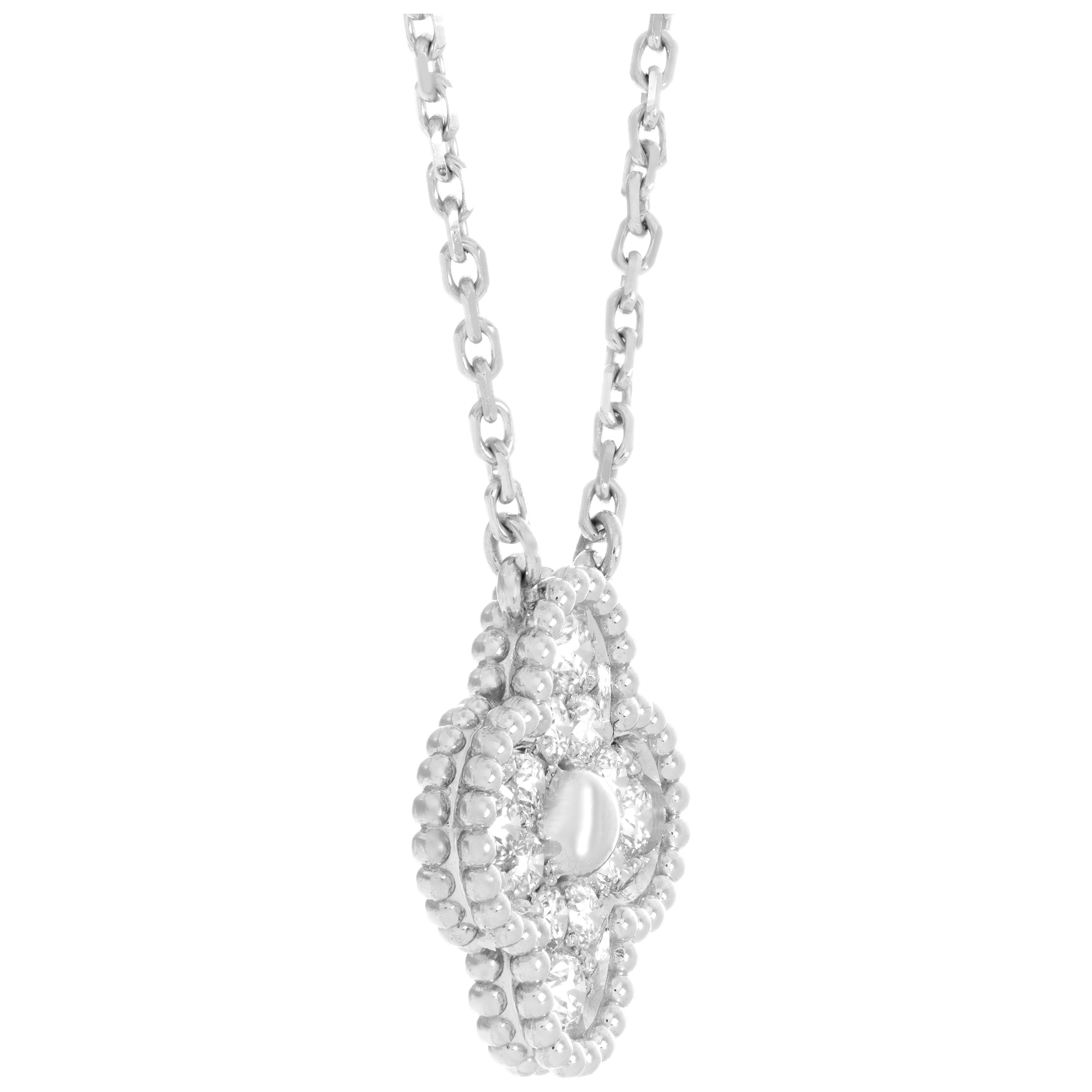 Van Cleef & Arpels Vintage Alhambra pendant necklace in18k white gold with 0.48 ct in diamonds image 5
