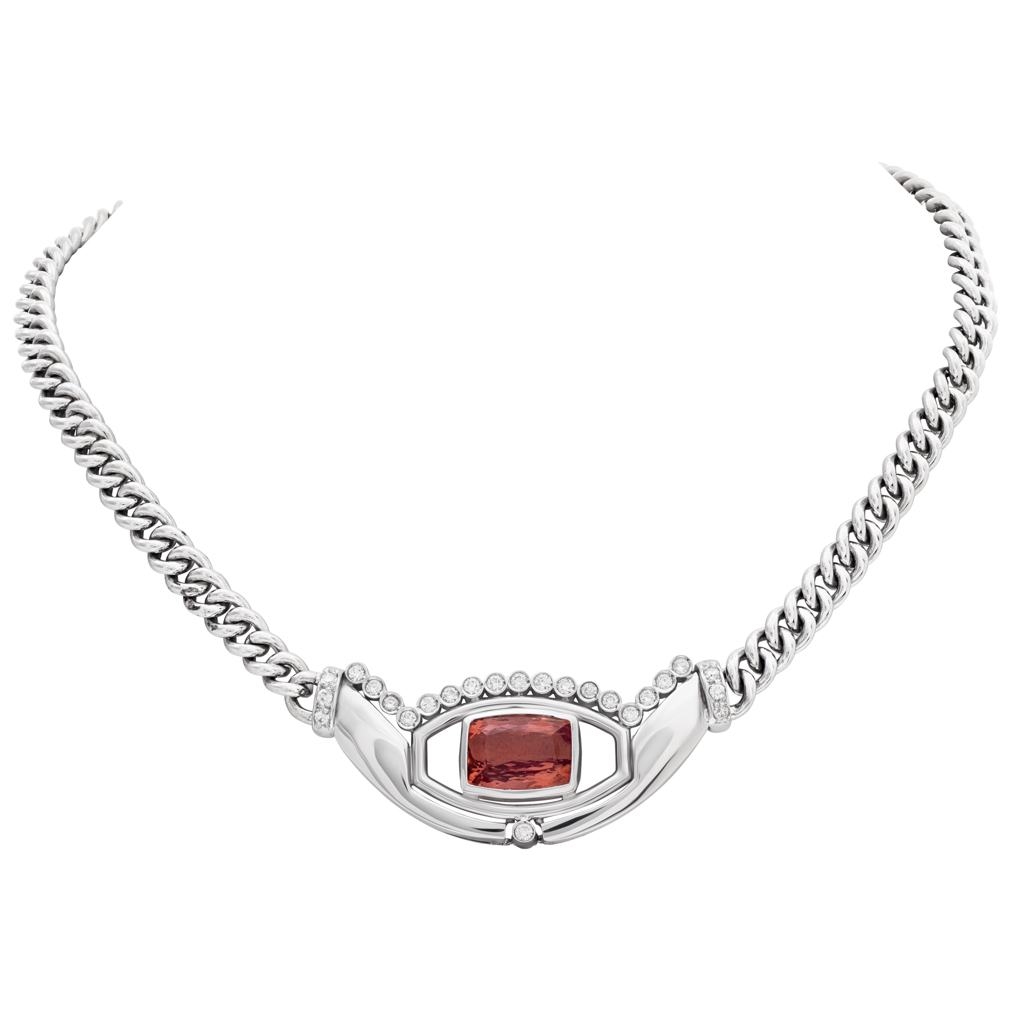 Imperial Topaz and diamond necklace in 18k white gold image 3