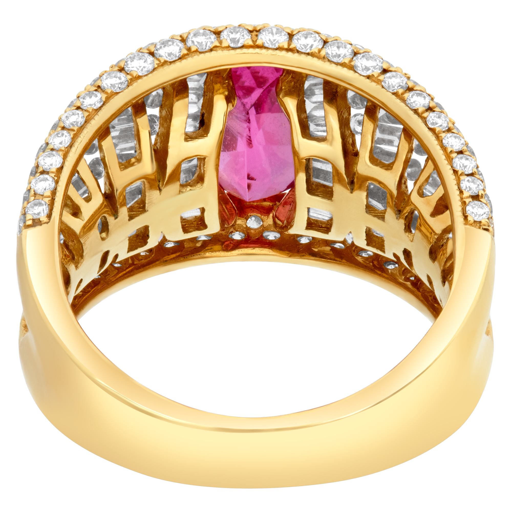 Oval brilliant cut pink spinel (2.73 carats) & diamonds ring set in 18k yellow gold image 4