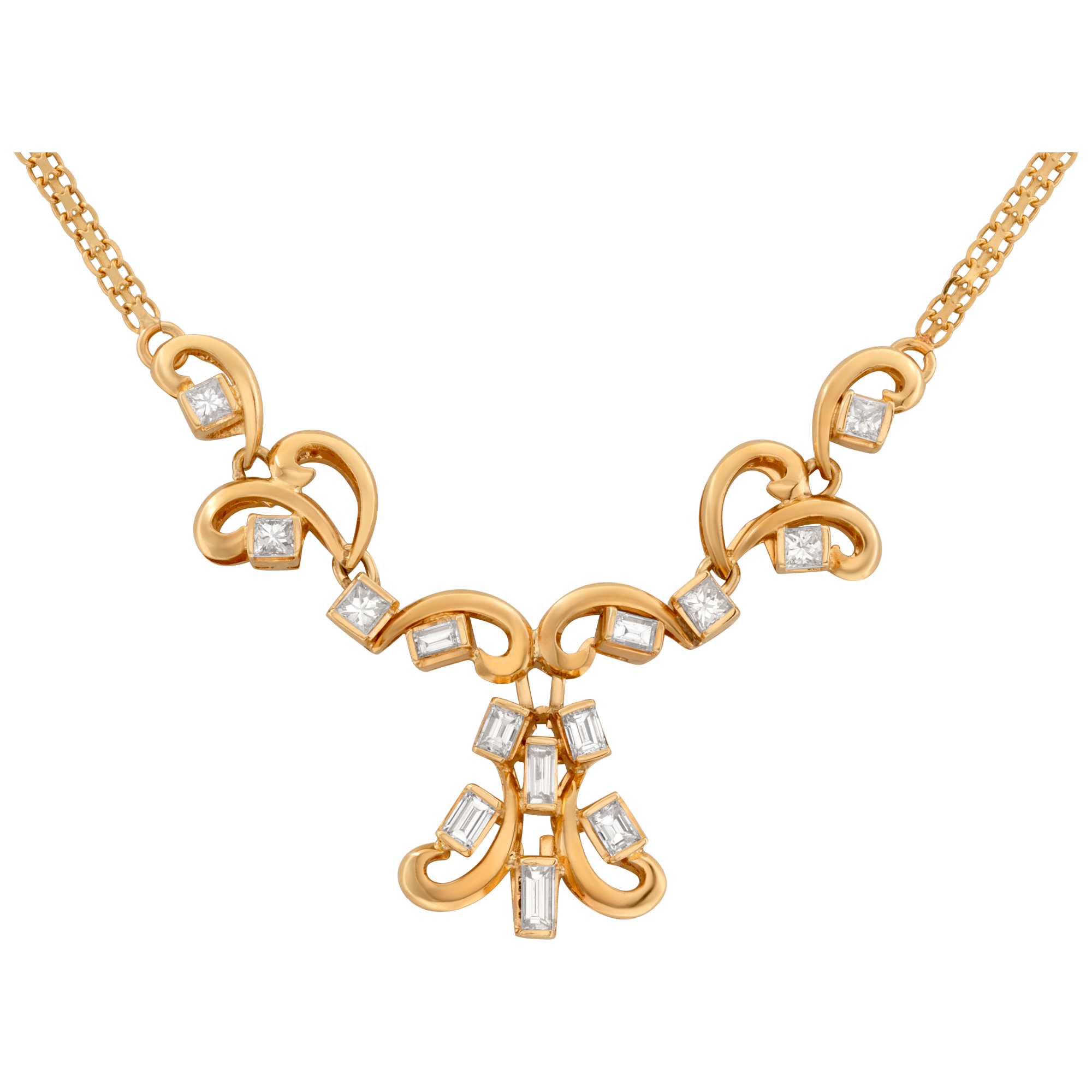 Swirl diamond necklace in 18k yellow gold with over 2 carats image 1