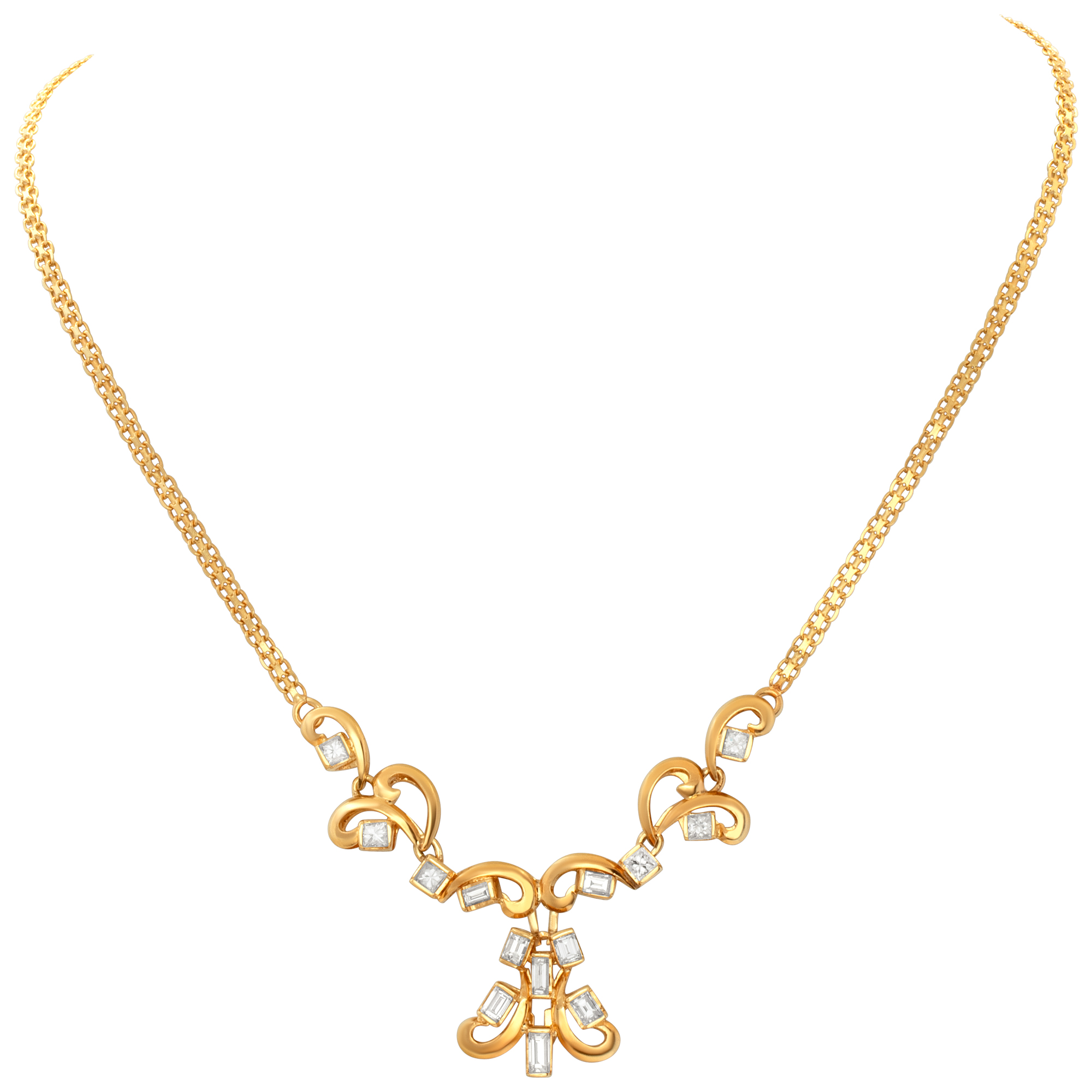 Swirl diamond necklace in 18k yellow gold with over 2 carats image 2
