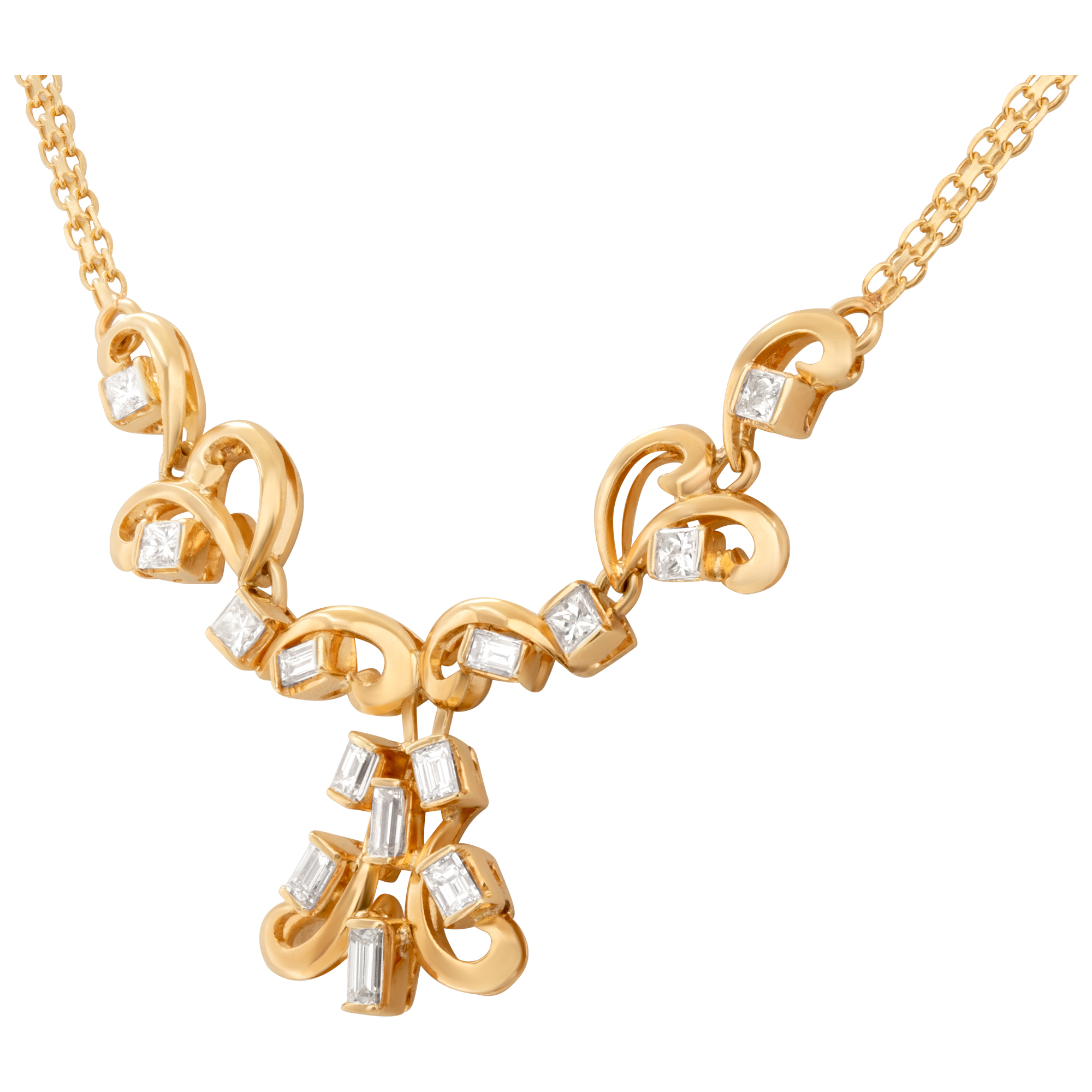 Swirl diamond necklace in 18k yellow gold with over 2 carats image 3
