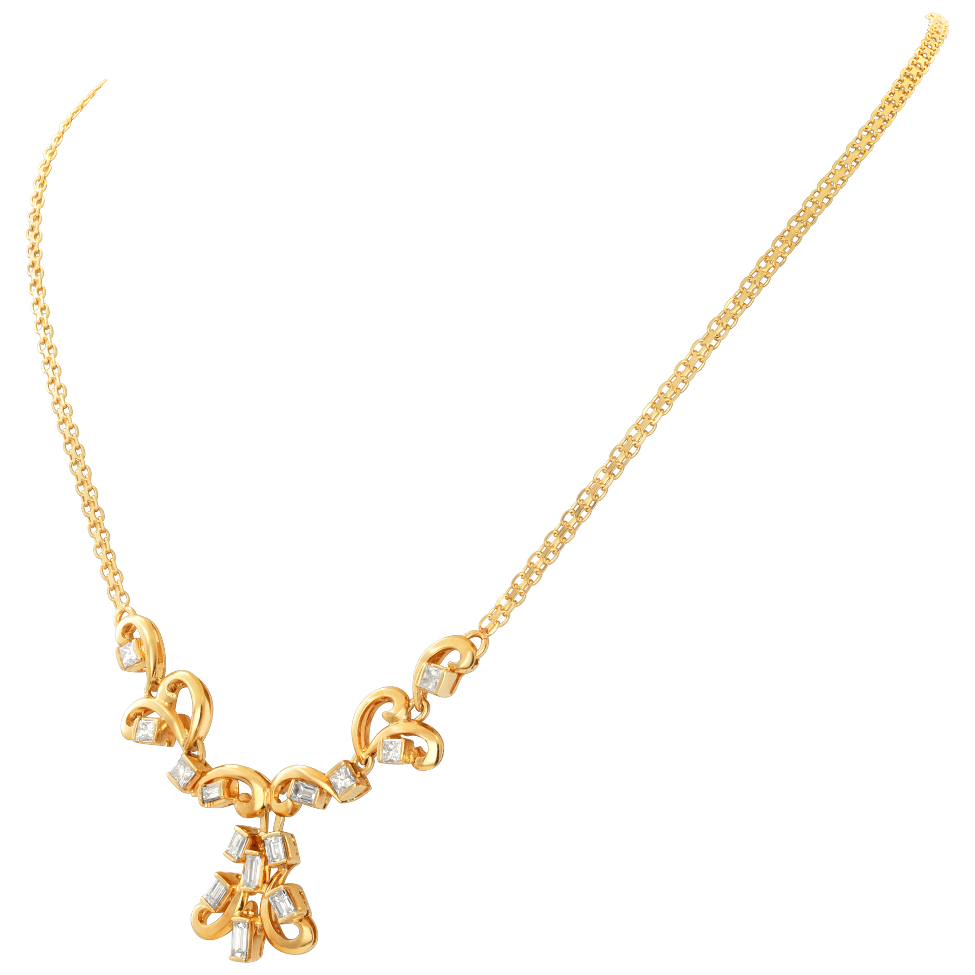 Swirl diamond necklace in 18k yellow gold with over 2 carats image 4