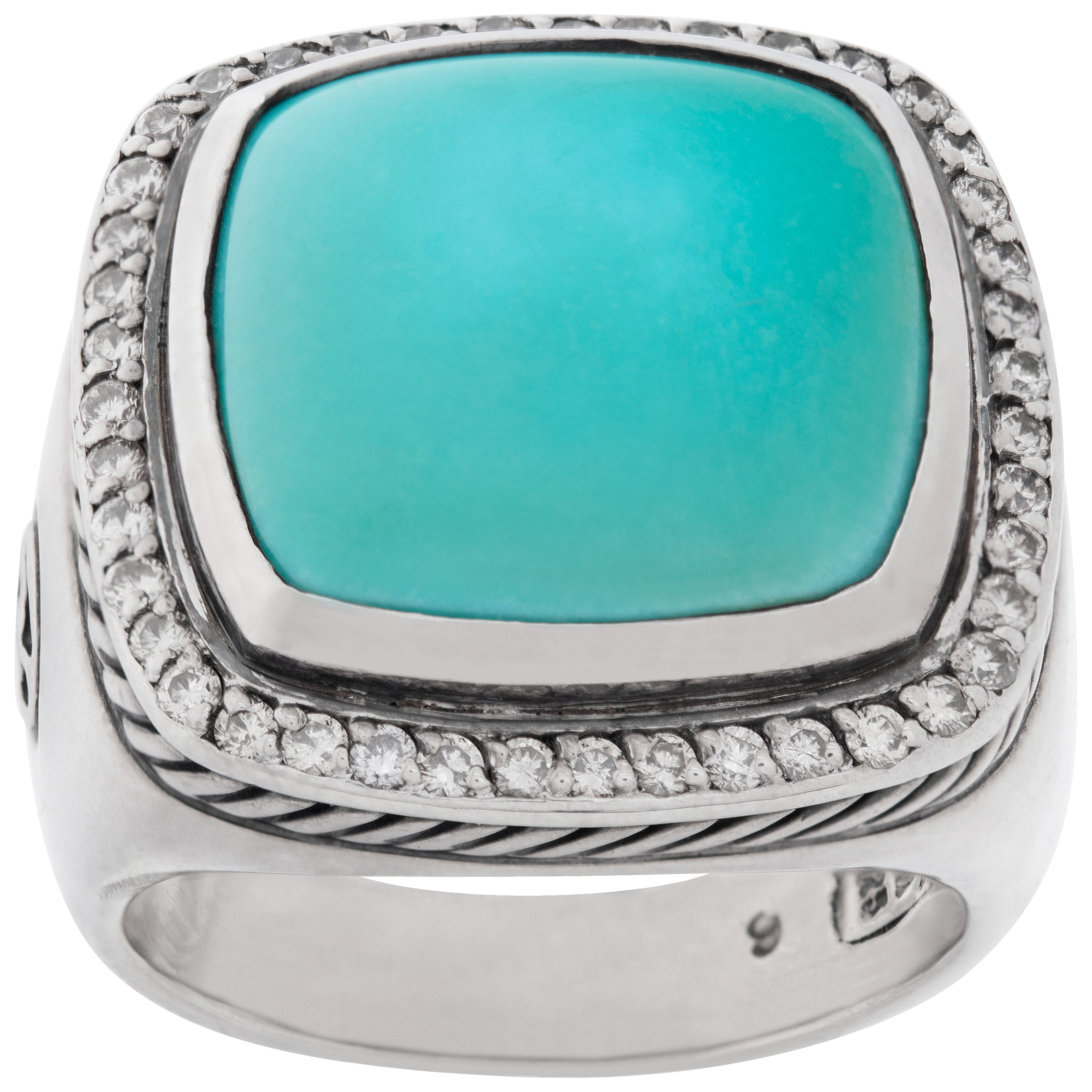 David Yurman Turquoise Albion ring in sterling silver ring with diamond accents image 1