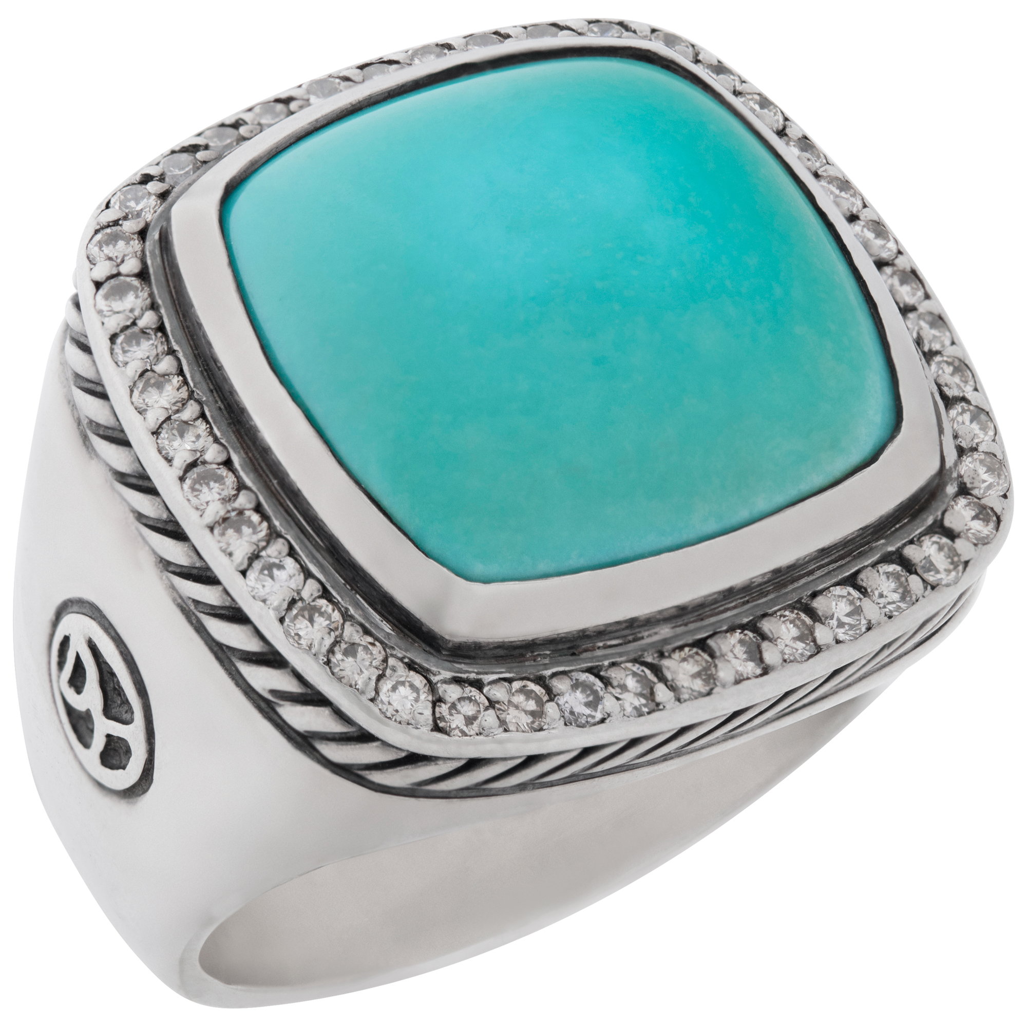 David Yurman Turquoise Albion ring in sterling silver ring with diamond accents image 3