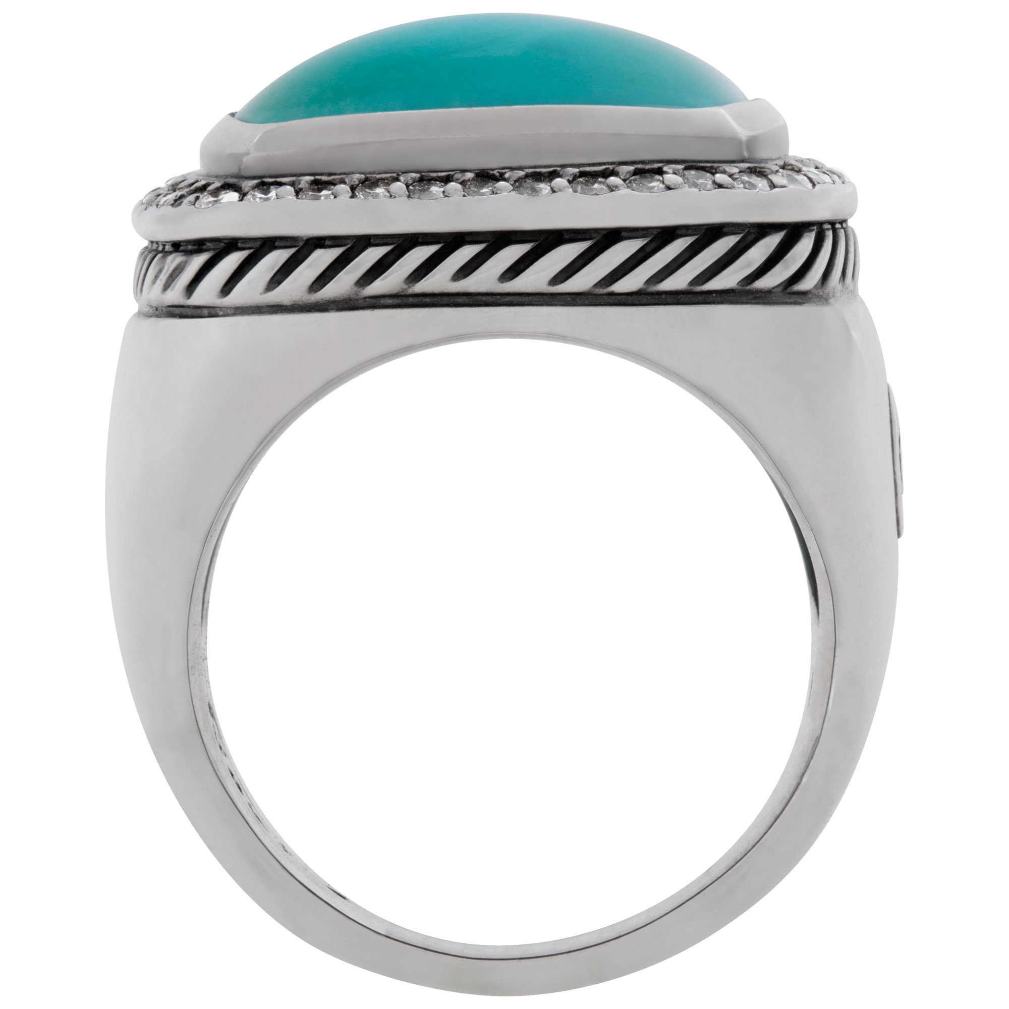 David Yurman Turquoise Albion ring in sterling silver ring with diamond accents image 4