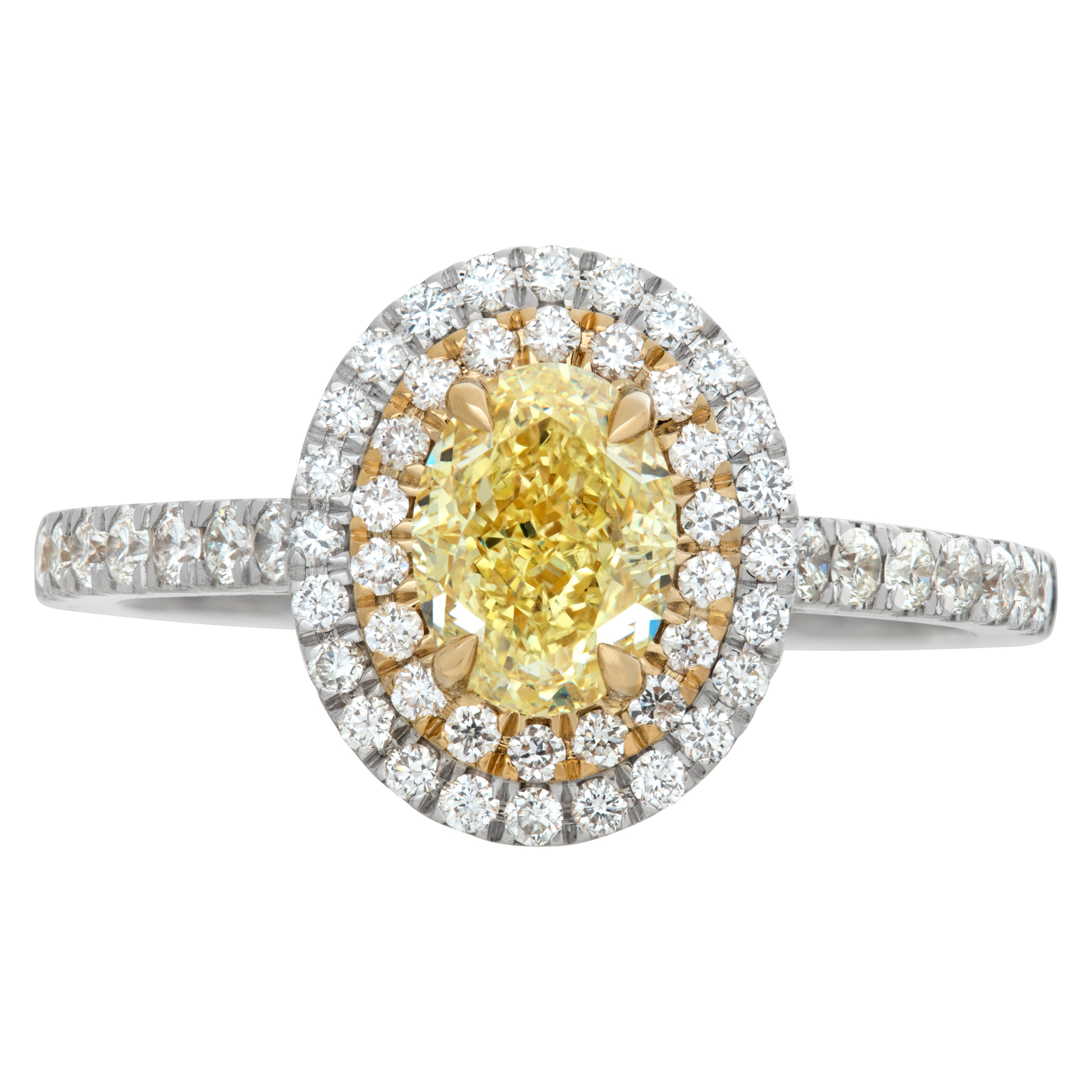 Yellow diamond ring in 18k white gold image 2